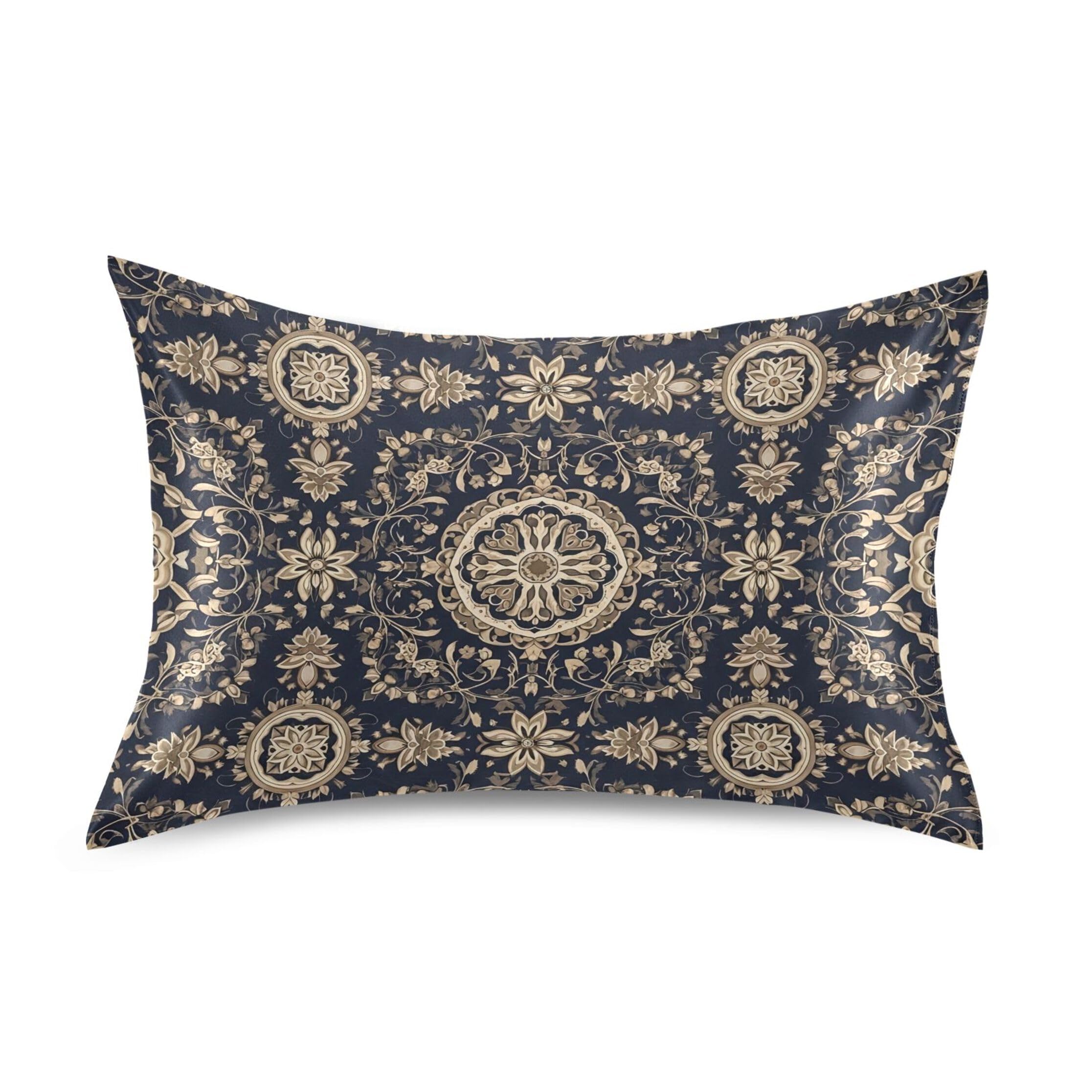 Fuauuyl Pillowcase Standard Size 20x26 in, Tribal Mandala Soft Breathable Satin Pillow Case for Hair and Skin with Envelope Closure Wrinkle-Free