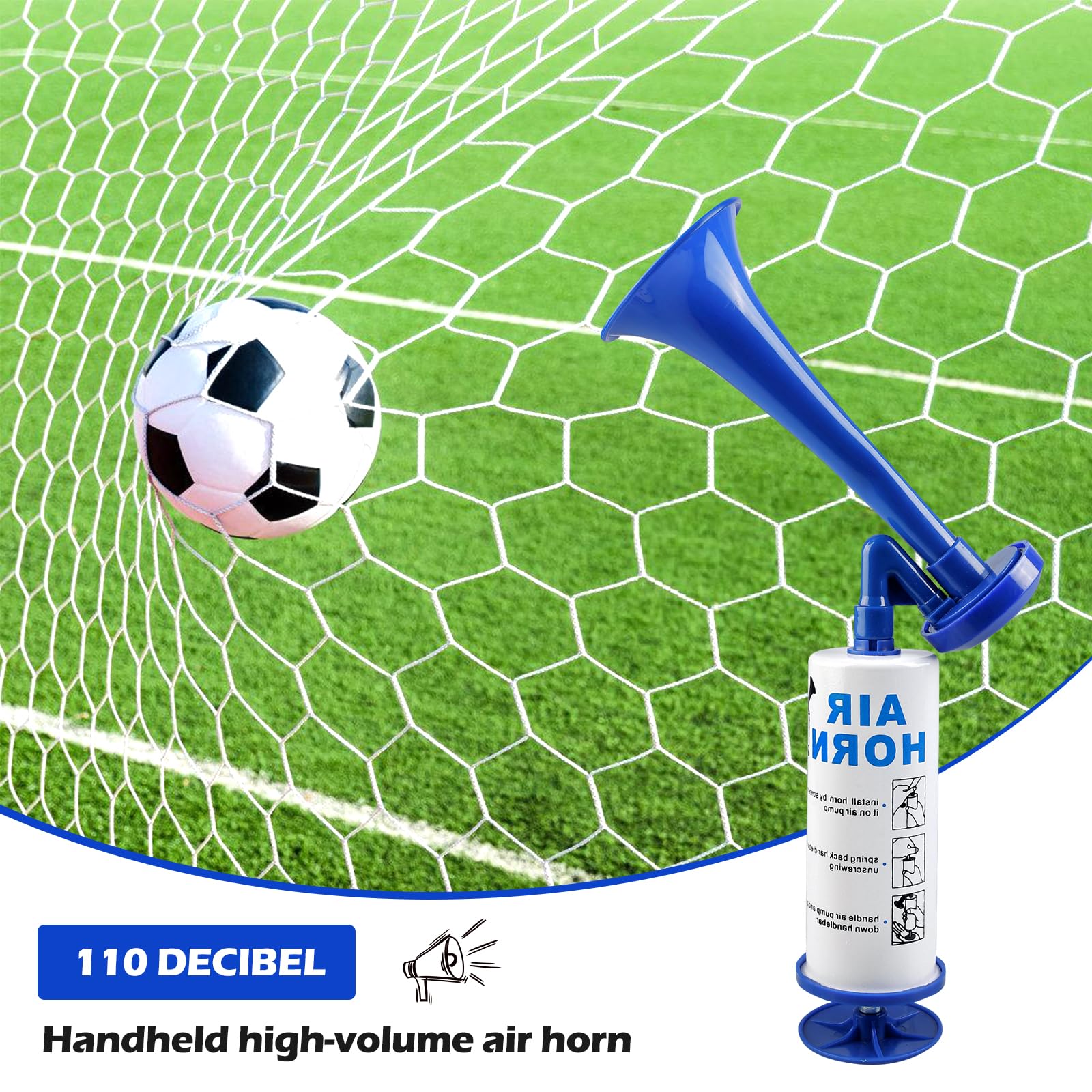 Tromba a Pressione 2 Pezzi, Air Horn Tromba ad Aria Compressa, Tromba di Segnalazione, Tromba d'Aria per Calcio, Pallamano, Tromba per Nebbia, Arbitro