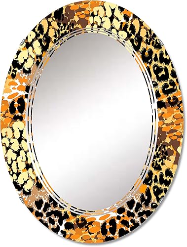 Leopard Fashion I - Espejo de tocador, espejos de baño, espejos de pared para sala de estar, dormitorio, espejo ovalado, grande, 20 x 30 pies, 24 x