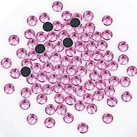 Vista 23 de Nibiru 6616 diamantes de imitación de cristal con parte trasera plana de varios tamaños para manualidades, gemas de vidrio redondas con pinzas y Rosa