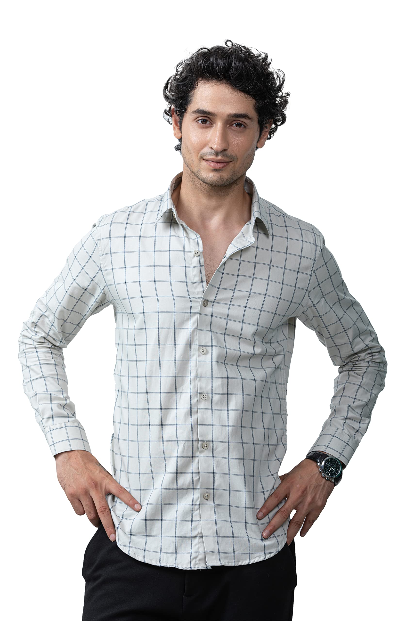 Style SoukHermanos Celtic – Off White Check Shirt Made with Premiuim Cotton