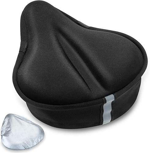 Cojín de asiento de bicicleta, funda de gel para asiento de bicicleta, cojín de asiento de bicicleta para mujeres y hombres, compatible con Negro