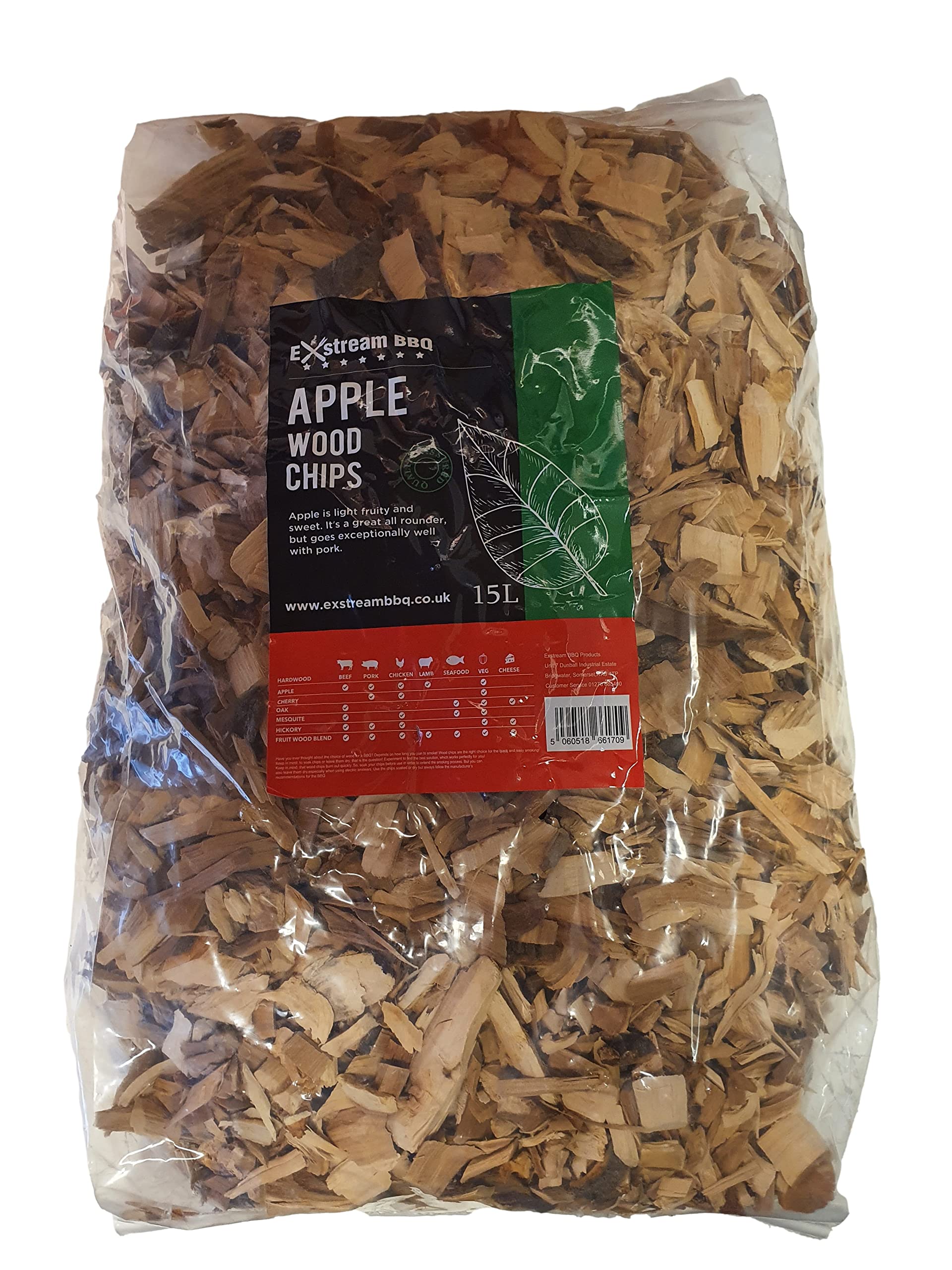 Exstream BBQ Barbecue Smoking Wood Chips *Up To 30 Great Flavours in 3, 15 & 30 Litres* (Apple 15 Litre)