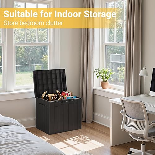 Miniatura 4 de Greesum Caja grande de resina de 31 galones para almacenamiento al aire libre para muebles de patio herramientas de jardín suministros de piscina