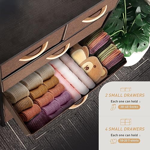 Miniatura 5 de Mifuro Organizador alto para dormitorio, torre de almacenamiento vertical con 6 cajones, cómoda con cubos de tela, marco de acero, parte superior de