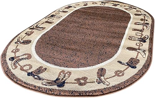 Miniatura 4 de Alfombra ovalada estilo cabaña, botas de vaquero rústicas, estilo americano, occidental, vida silvestre, cabaña, Carpet King diseño nativo 375 (3