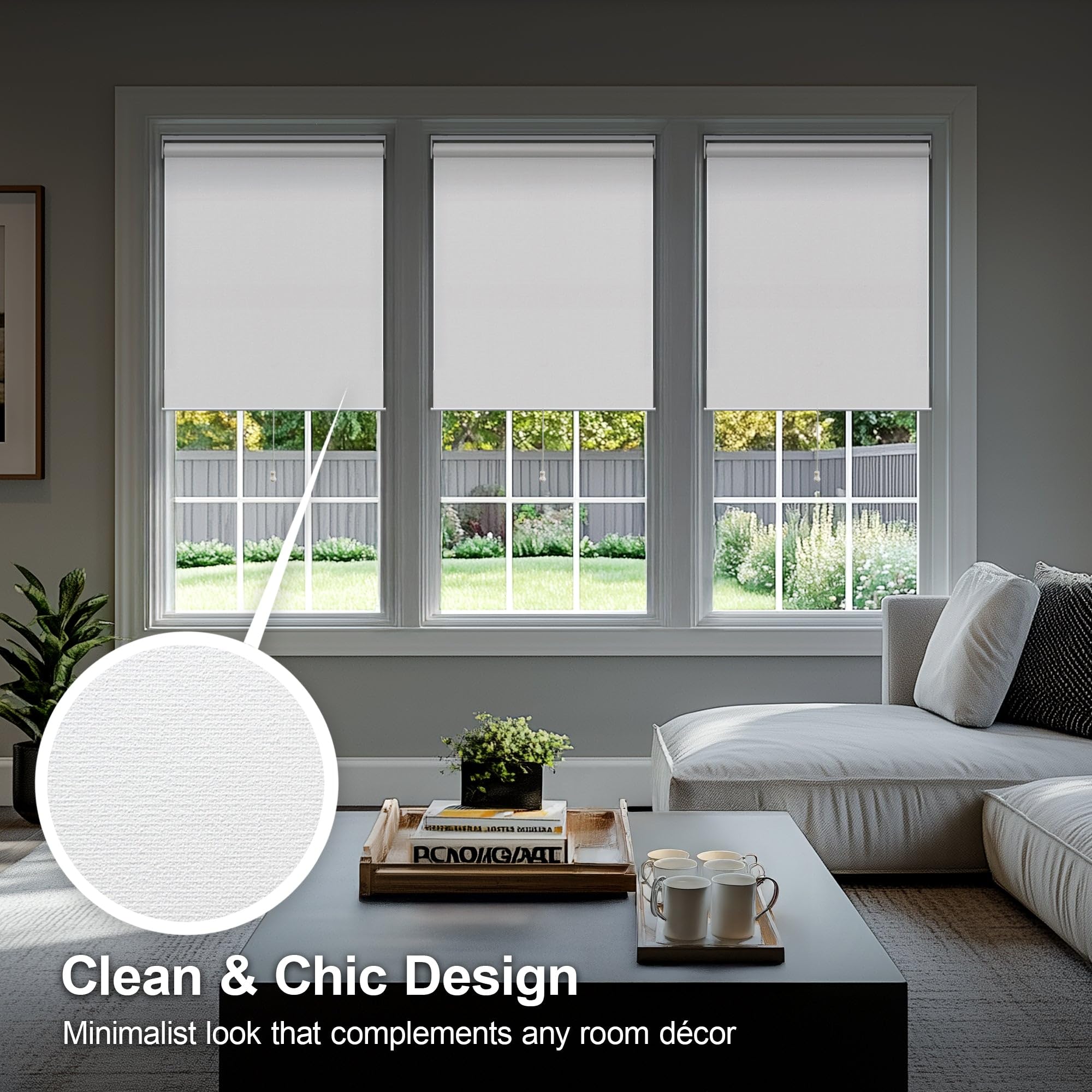 Persianas enrollables, cortinas de ventana, para el hogar, accesorio de ventana, sin cordón, persianas de puerta, biso blanco (opaca), 24 x 72 pulgadas (ancho x alto) 6