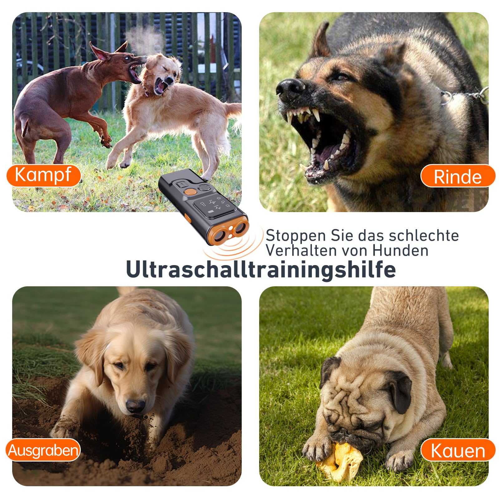BarkGuard - Bark Guard Anti Barking Device for Dogs, Antibell für Hunde, 2024 Neues Hundebellen Abschreckungsgerät mit HD Display und LED Taschenlampe, Hundetrainings Geräte Verhaltenshilfen (2PCS)