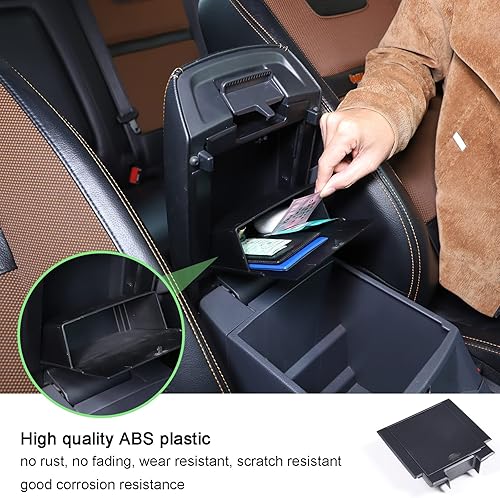 Miniatura 5 de PIUGILH Organizador de consola central, reposabrazos oculto, caja de almacenamiento para accesorios Ford Ranger 2015-2021, bandeja de almacenamiento
