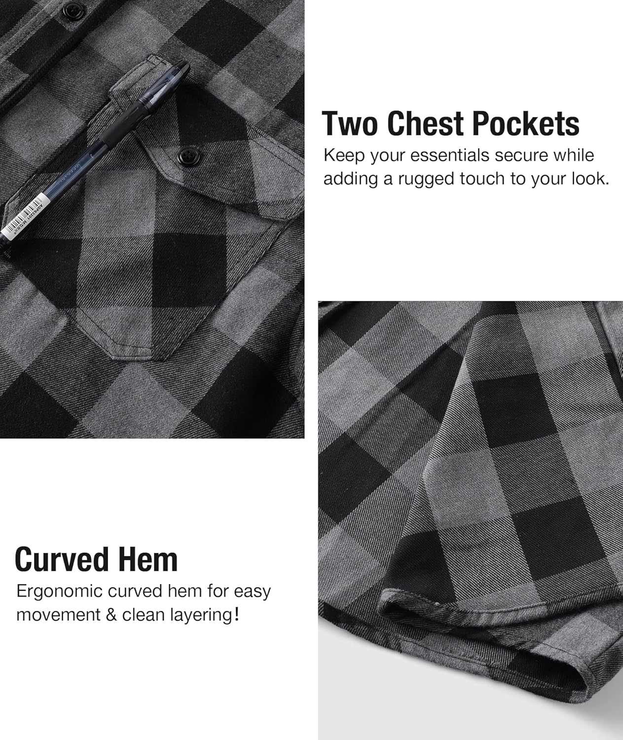 Little Beauty 3 Pack Men's Flannel Shirts Plaid Hoodie Button Down Shirt Jackets Long Sleeve Stylish Hooded with Pocket - Image 5