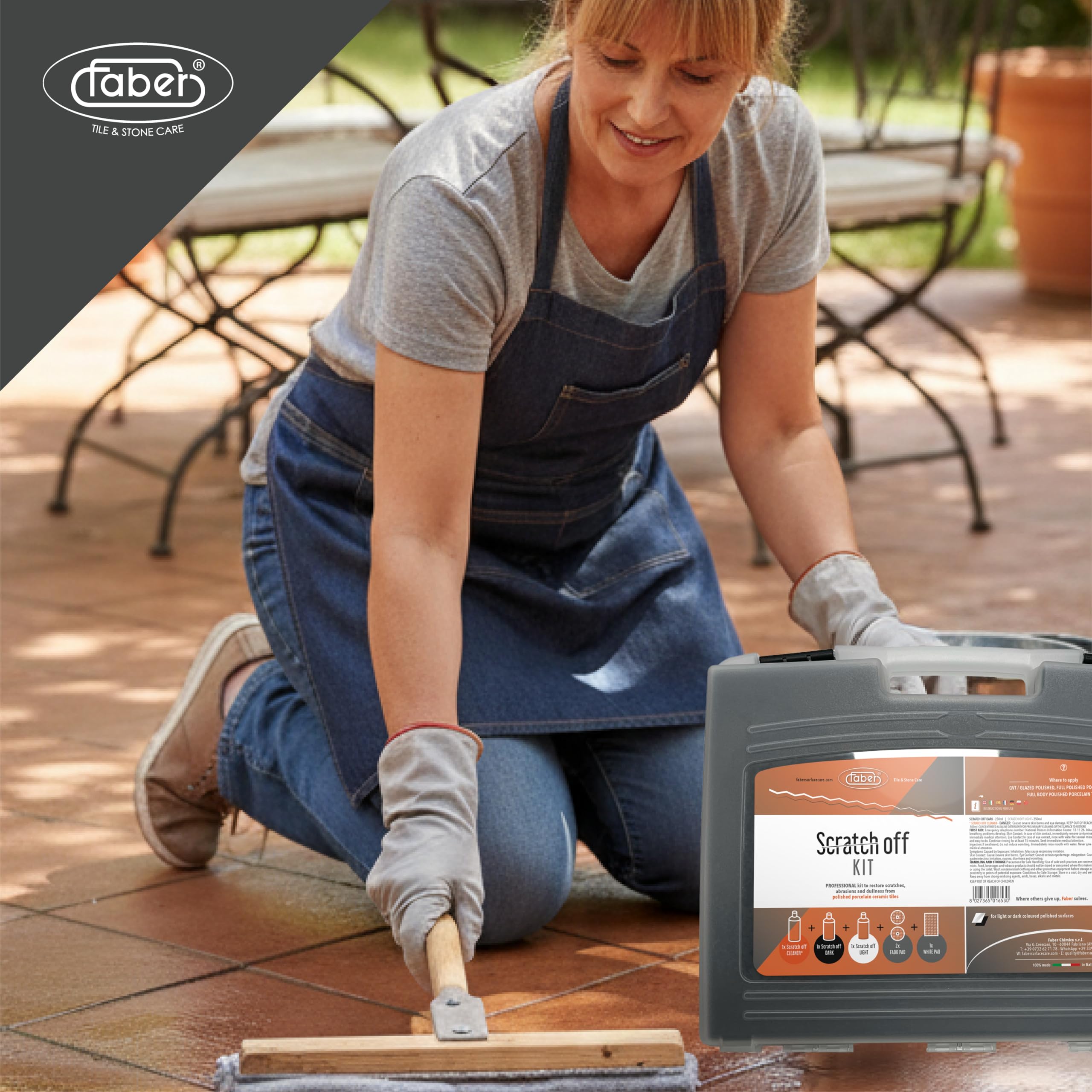 FABER Professional: Kit de eliminación de arañazos para azulejos de cerámica de porcelana pulida