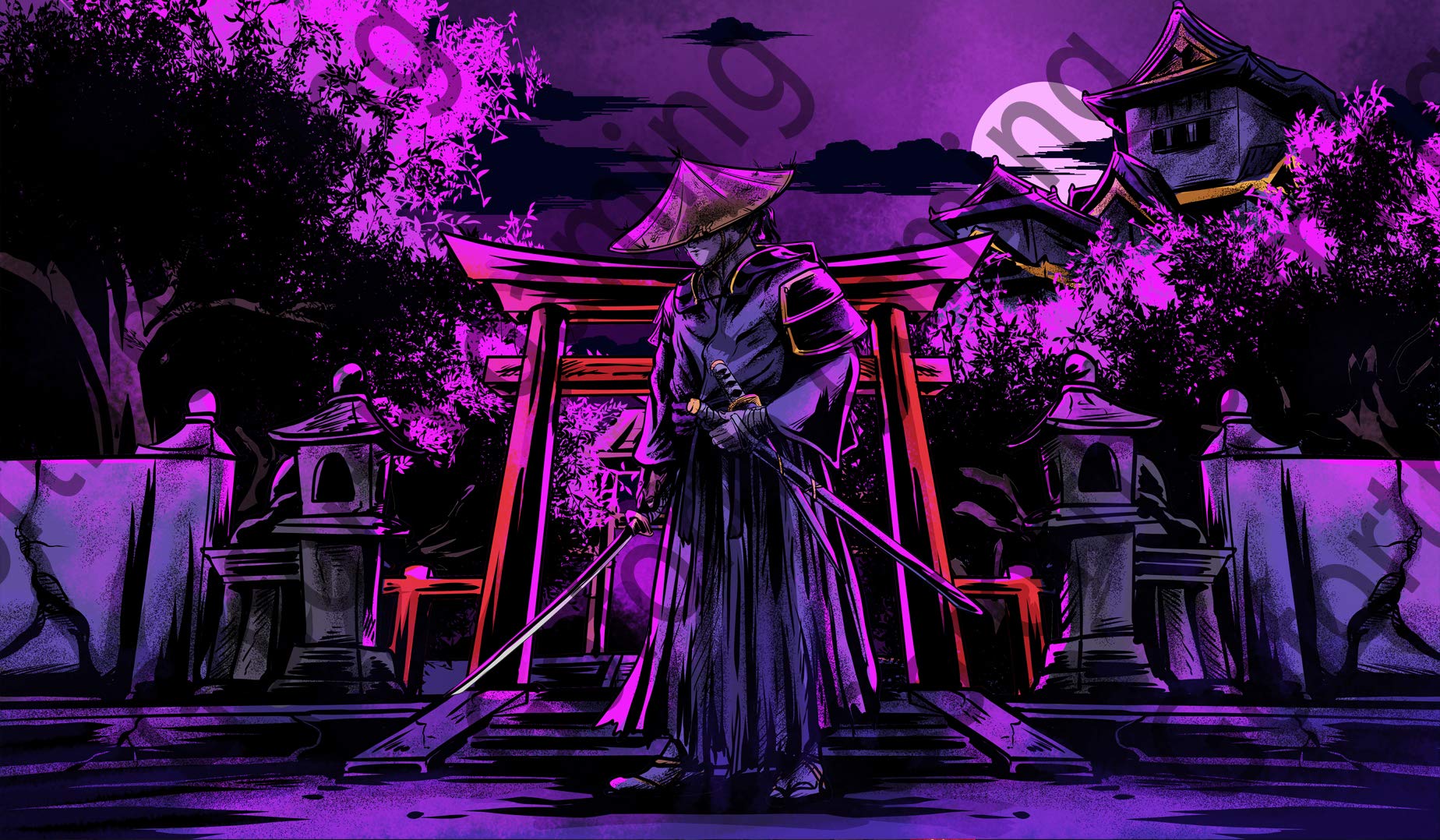 Goforth Gaming Samurai Torii gate Samurai Torii gate TCG CCG playmat gamemat 24" Wide 14" Tall for Trading Card Game Smooth Cloth Surface Rubber Base