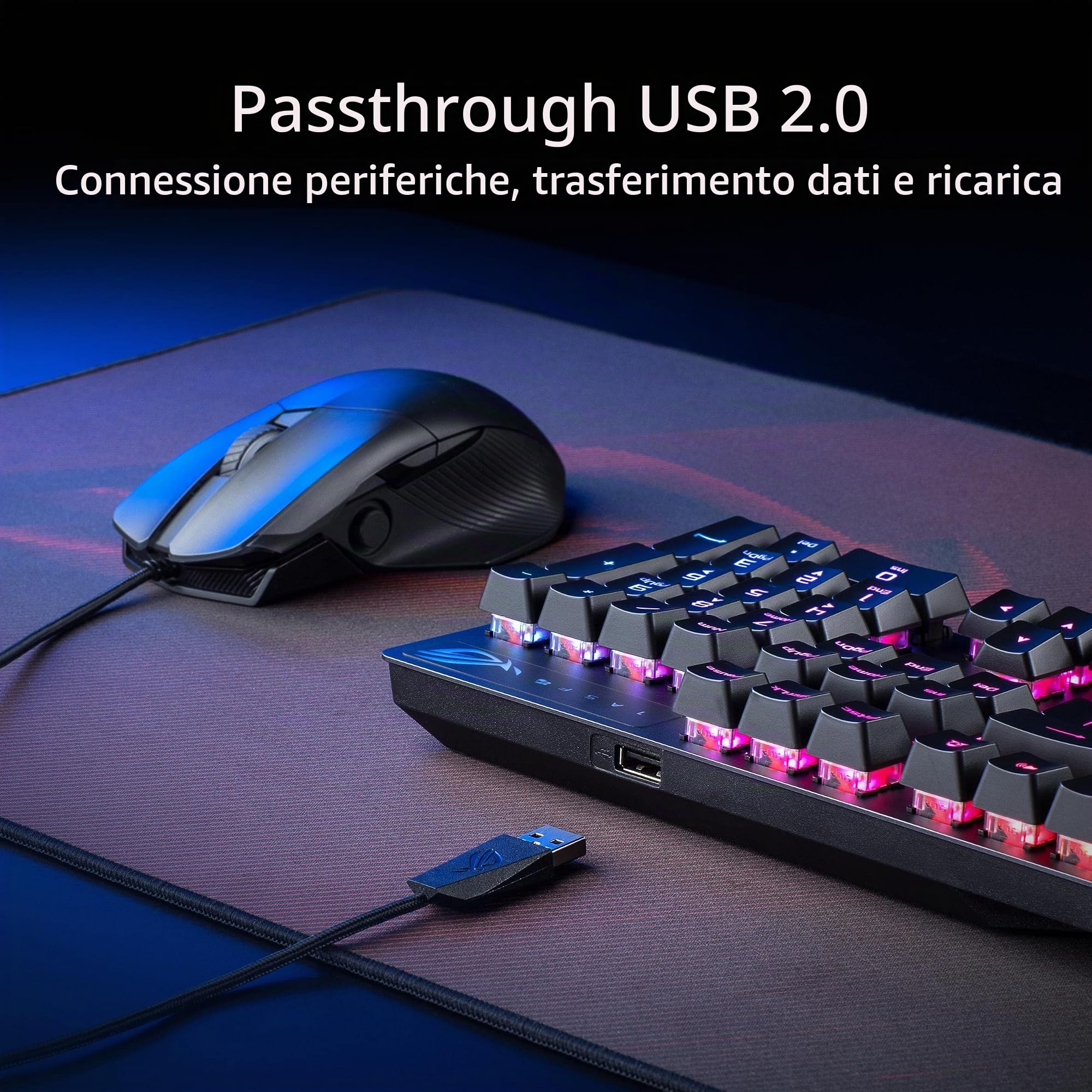 ASUS ROG Strix Scope RX Tastiera Meccanica USB, Switch Ottici Meccanici ROG RX Rossi, Resistente all'Acqua e alla polvere IP56, Porta USB, Xccurate CTRL, Tasto Stealth, Macro, Layout Italia, Nero