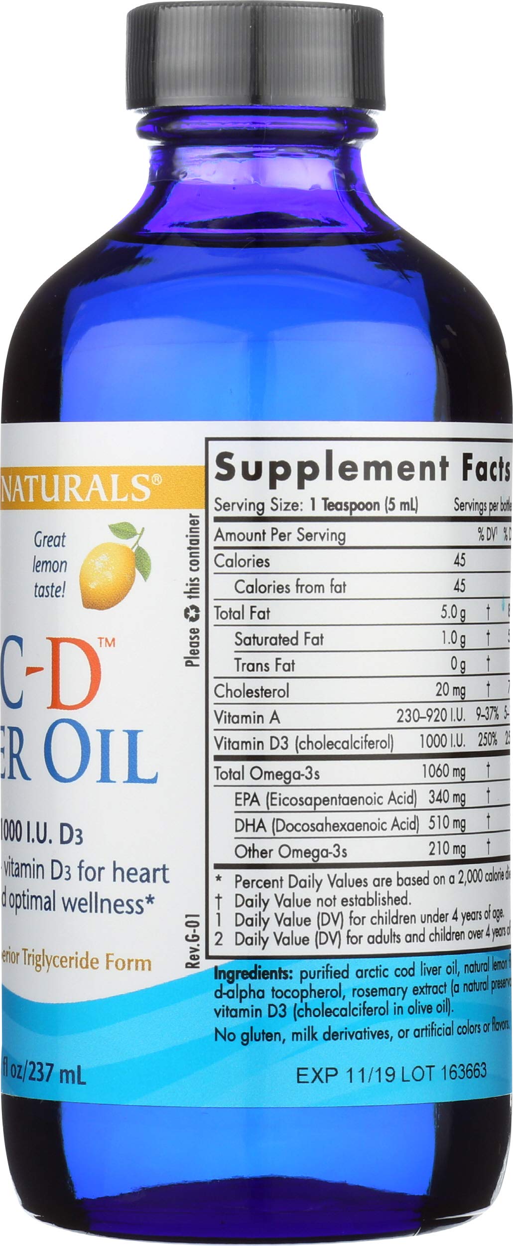 Nordic Naturals Arctic-D Cod Liver Oil, Lemon - 237 ml.