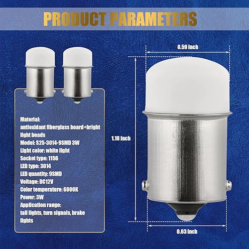 Miniatura 8 de 4 luces LED de freno 1157 para automóvil, 3014-9SMD de alto brillo de doble contacto, bombilla de repuesto de señal de giro de doble contacto, luz