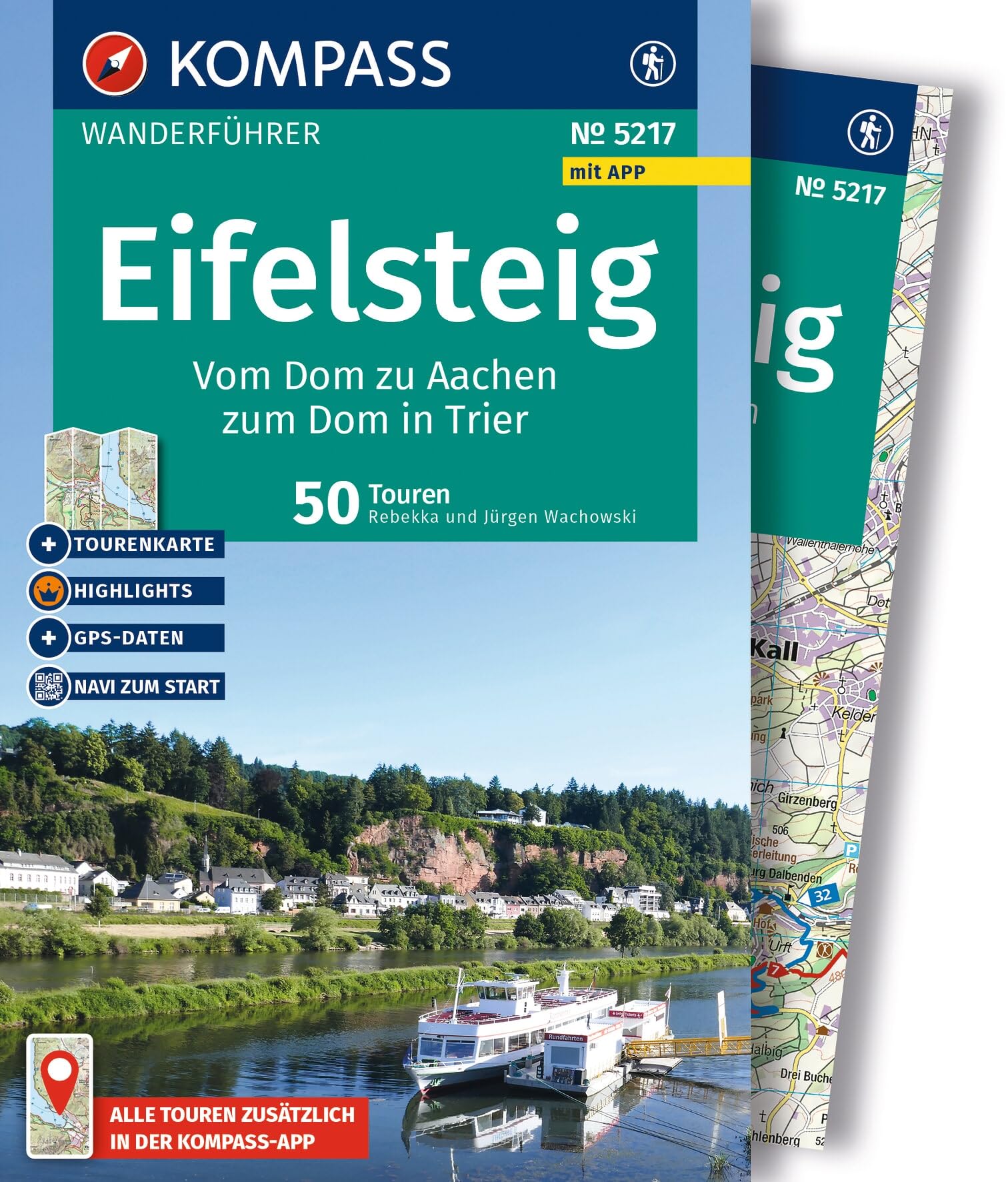 KOMPASS Wanderführer Eifelsteig, vom Dom zu Aachen zum Dom in Trier, 50 Touren mit Extra-Tourenkarte: mit Touren und GPS-Daten in der KOMPASS-App