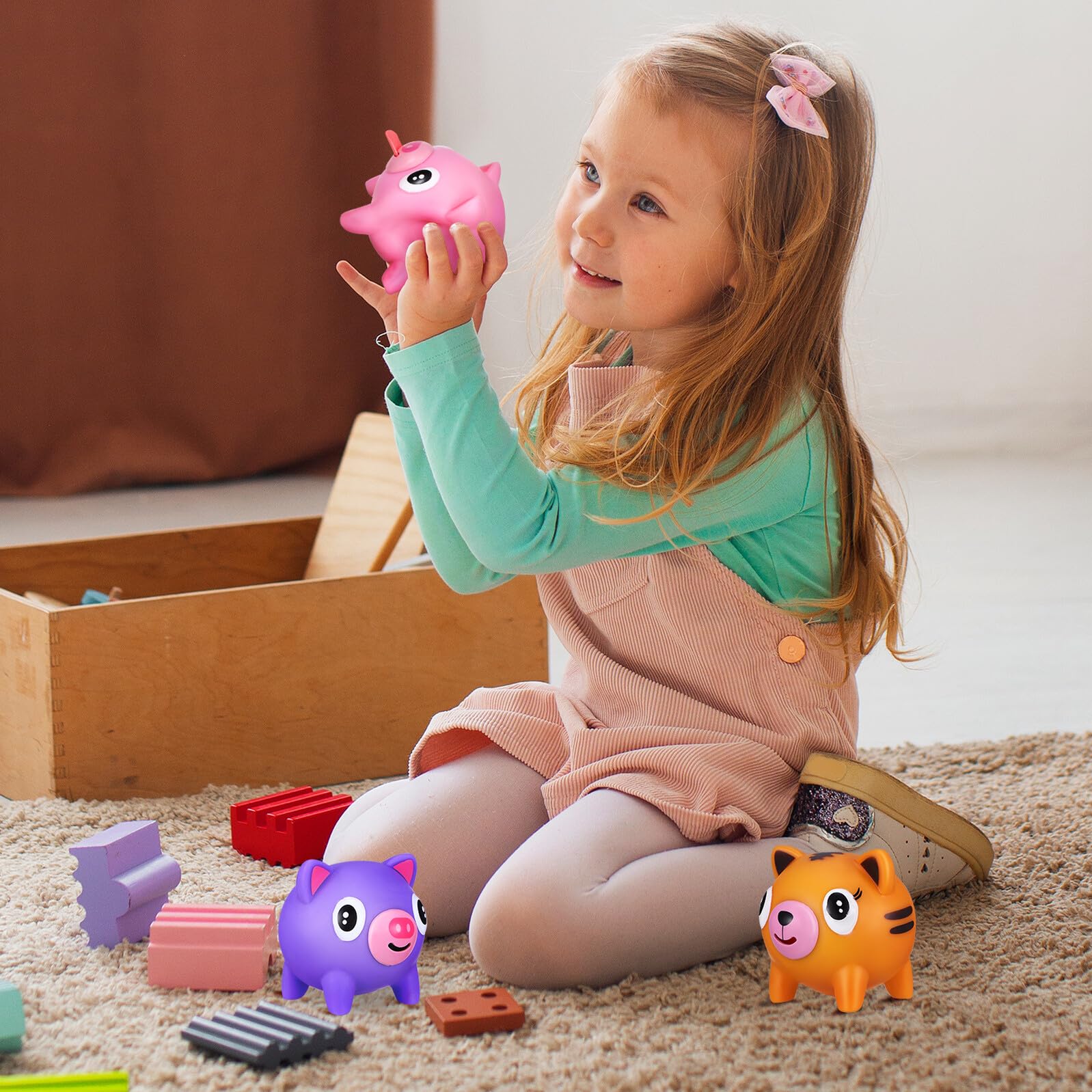 Lot de 5 Jouets Cochon à Presser en PVC, Anti-Stress