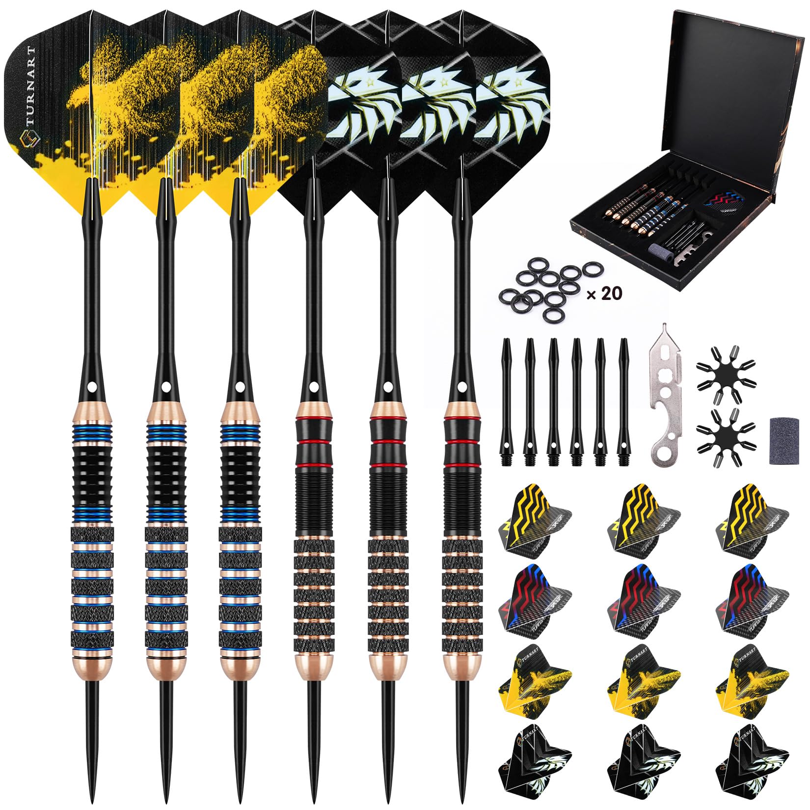 Jeu De Fléchettes Professionnelles En Laiton – 6 Fléchettes 22g/24g Pointe Acier, Personnalisables Avec Étui Élégant