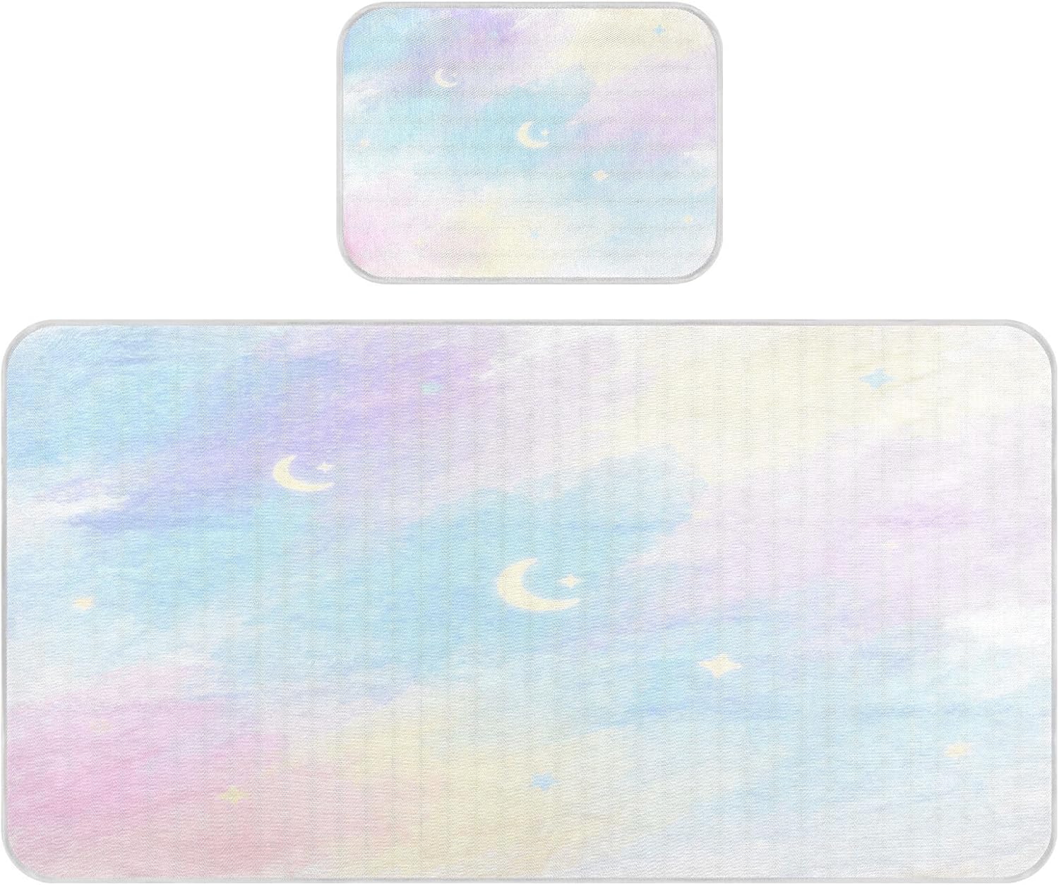 Cooling Baby Mattress Protector 28" x 52" Absorbent Gradient Rainbow Sky Bed Pads Washable for Baby&Toddler