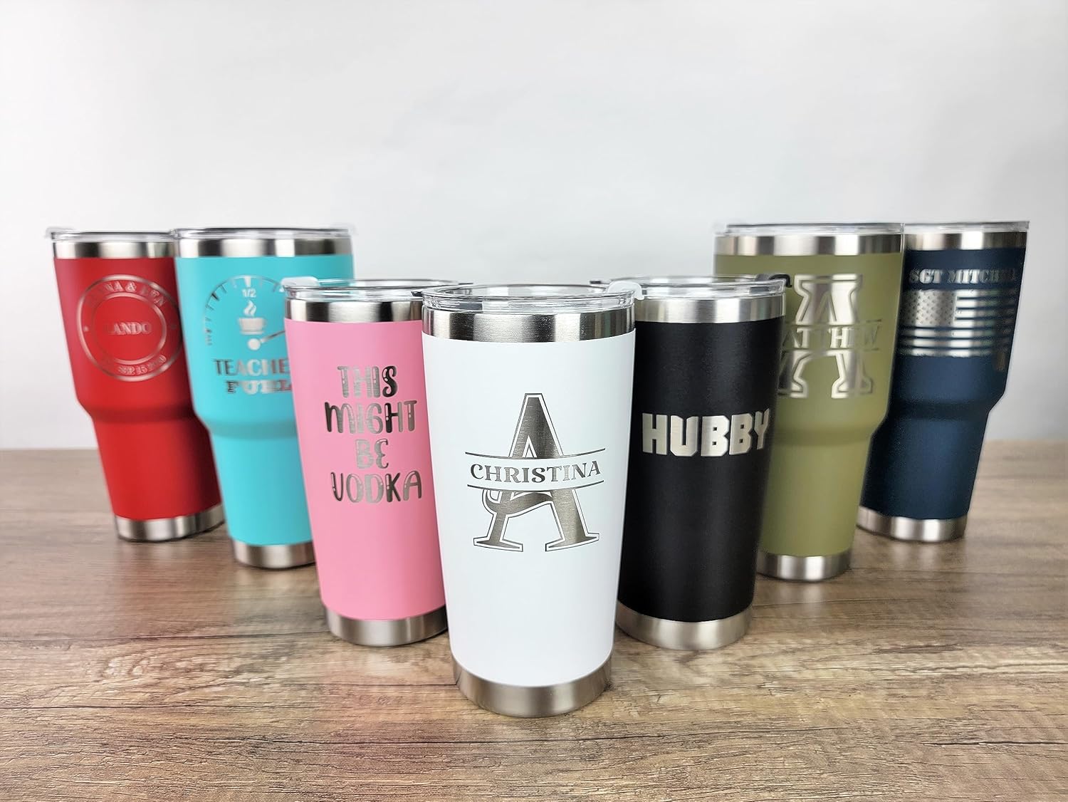 Personalized Custom Tumblers - Laser Engraved - Insulated Cups (10oz Lowball Tumbler, Navy-Blue)