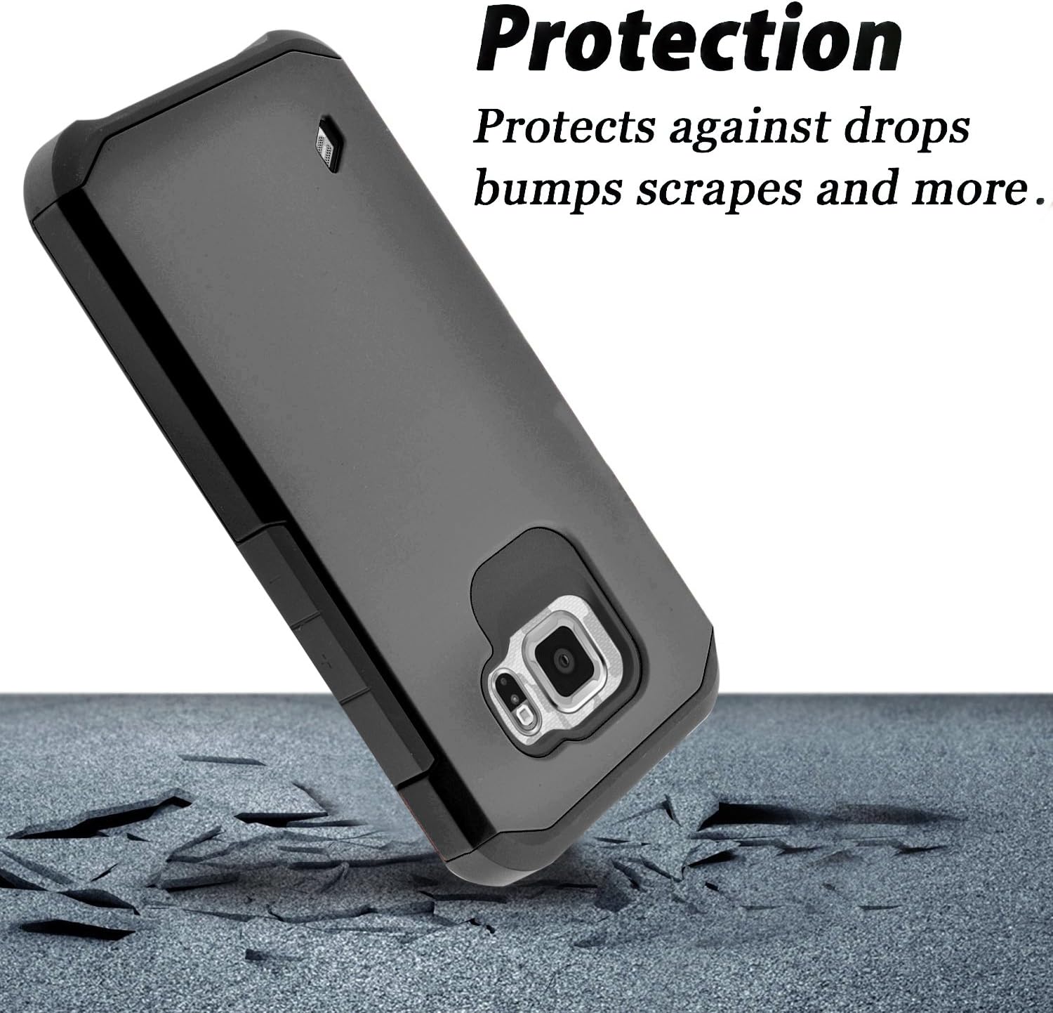 STARSHOP Galaxy S6 Active Case, Galaxy S6 Active Case, Hybrid [Shock Absorption] Rugged Impact Advanced Armor Soft Silicone Cover with [ Premium HD Screen Protector Included] (Black)
