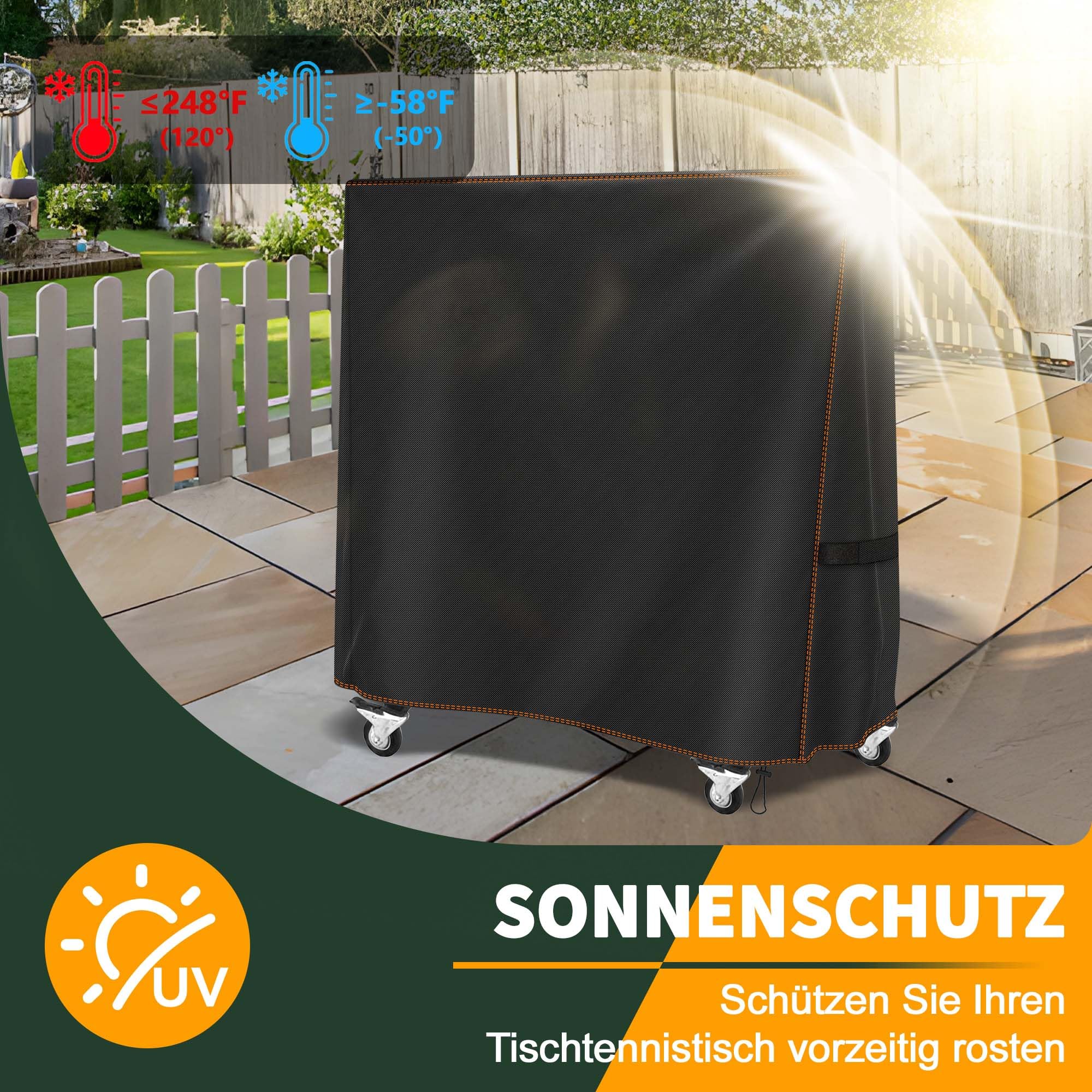 Tischtennisplatte Abdeckung Wasserdichte,Hülle Tischtennisplatte Winddicht für Outdoor und Indoor,Reißfest UV-Beständiges Tischtennis Schutzhülle(165 x 36/71 x 185 cm)