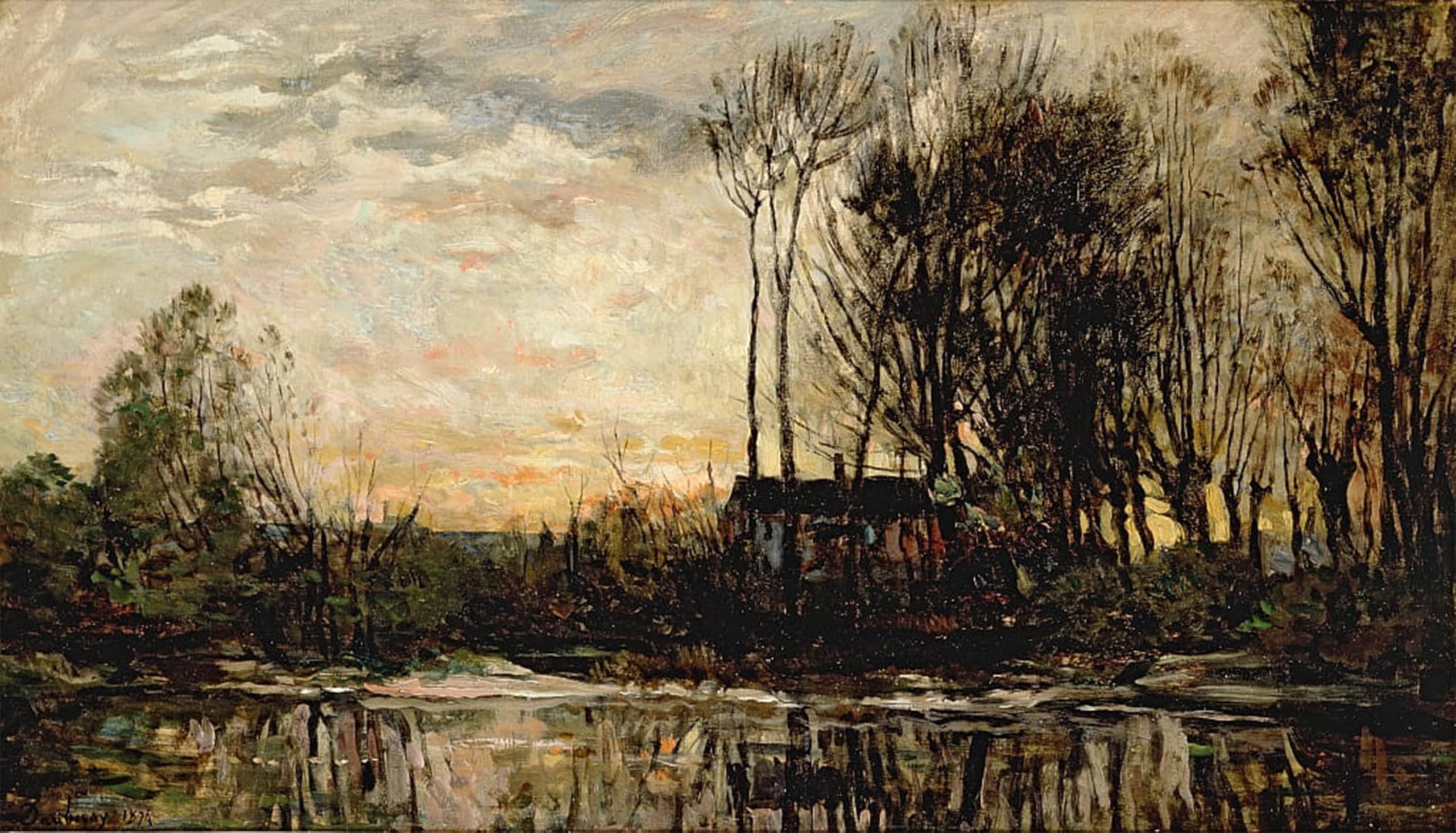 SERENDIPITP Aesthetic Poster Photo Wall Print Retro Picture Evening At Bas Meudon by Charles Francois Daubigny Modern Wall Artwork for Home Decor 60x90cm