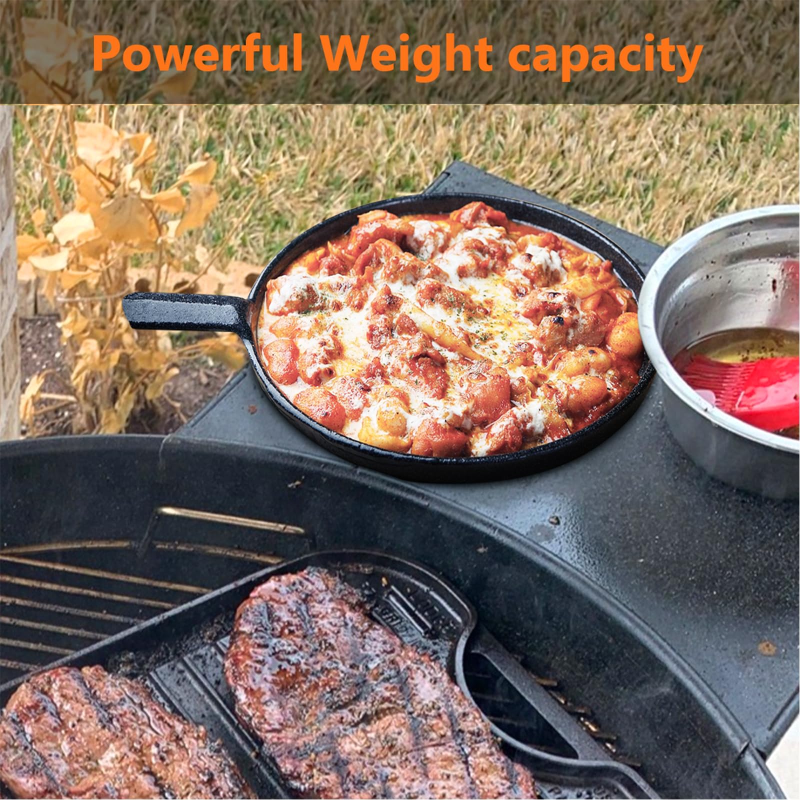 GFTIME Mensola da tavolo per barbecue Weber da 47 cm, ricambio per griglia laterale Weber, tavolo pieghevole per barbecue in acciaio per esterni, bollitore a carbone da 47 cm