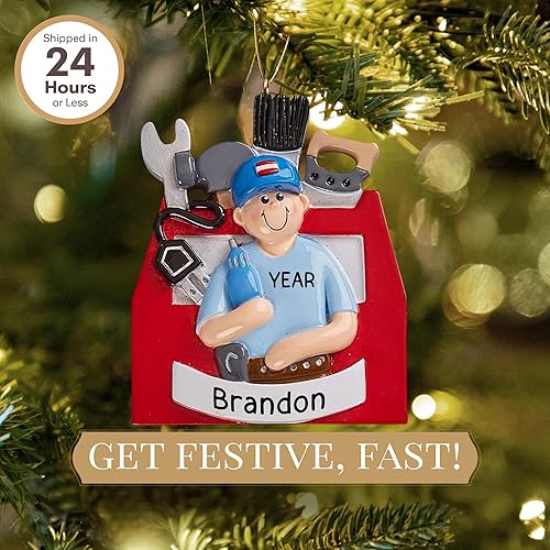 Miniatura 2 de Adorno personalizado de manitas 2025 | Personalización gratuita las 24 horas | Adornos de Navidad de construcción grabados con láser para árbol |