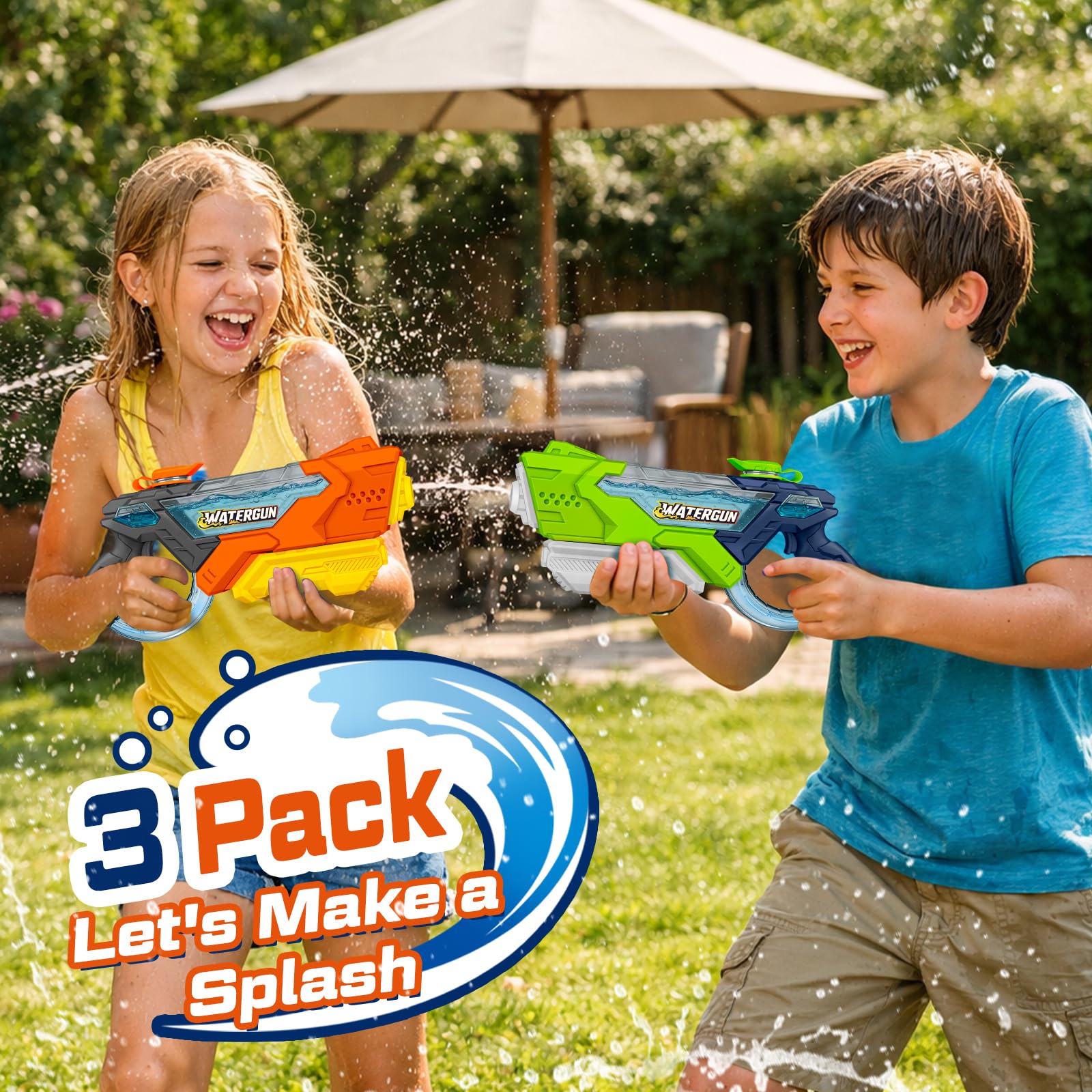 Pistola ad acqua per bambini adulti, 9686, confezione da 3