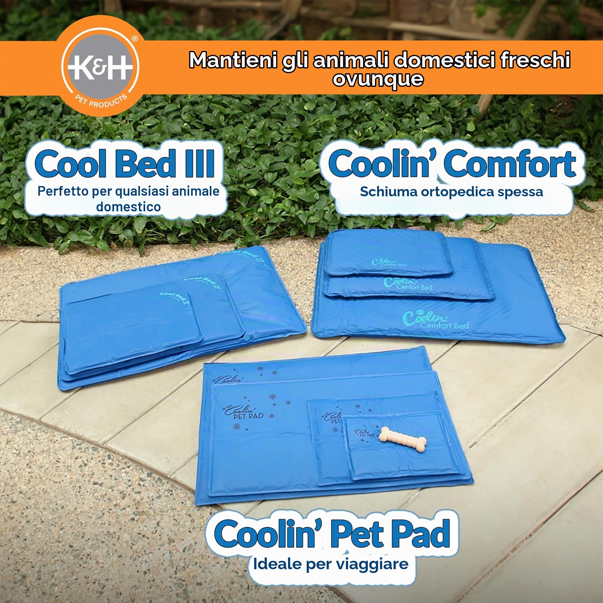K&H Pet | Cuccia rinfrescante per Cani e Gatti Cooling Bed | Blu | Large