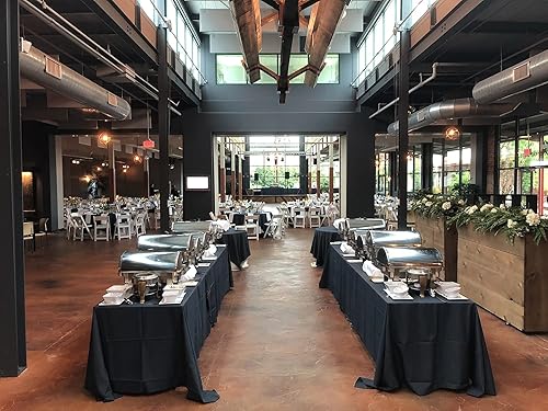 Miniatura 5 de Fani Paquete de 8 manteles de poliéster negro de 90 x 132 pulgadas, rectangular, resistente a las arrugas, para mesas de 6 pies, eventos formales e