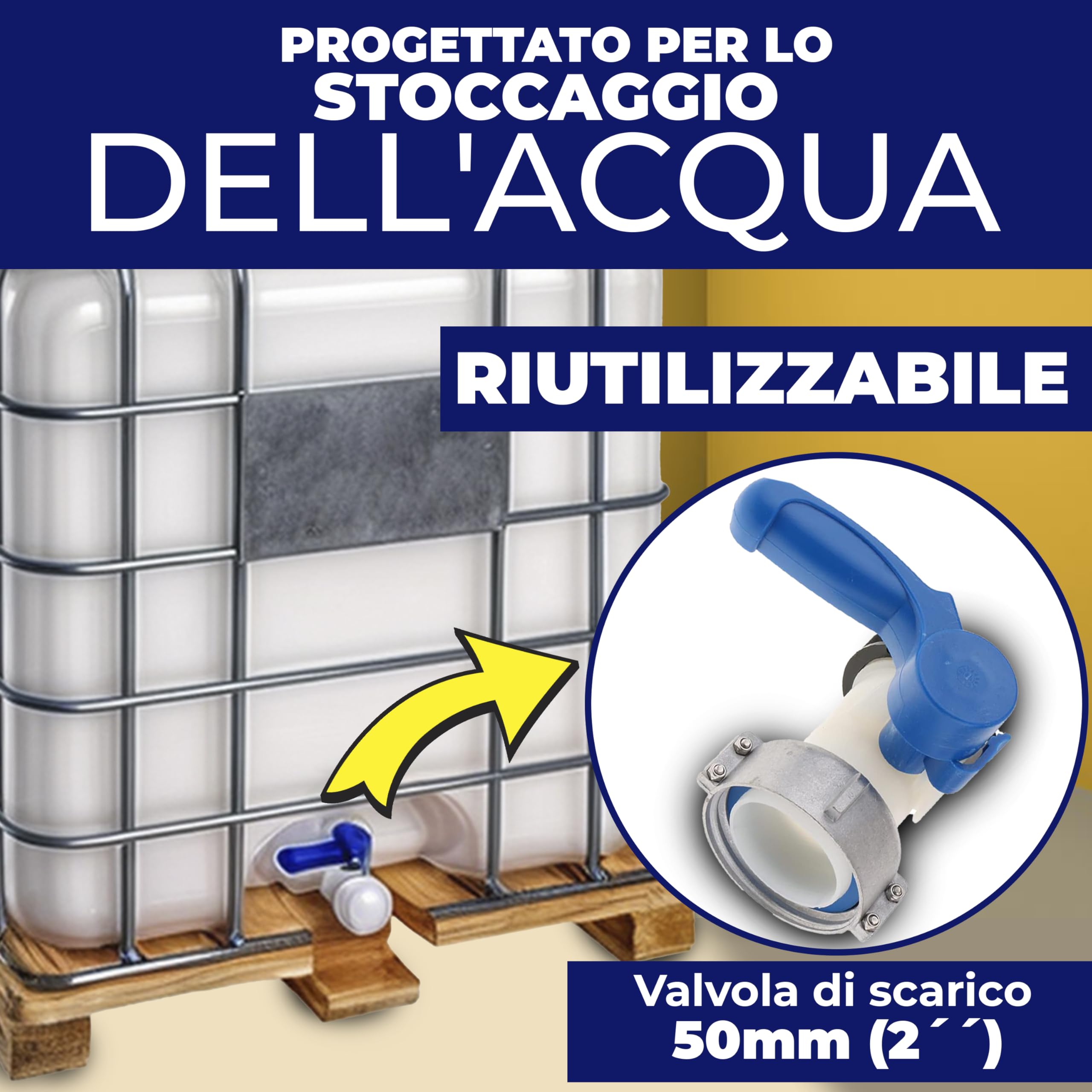 Bidone Serbatoio Acqua 1000 litri IBC-GRG con pallet in legno