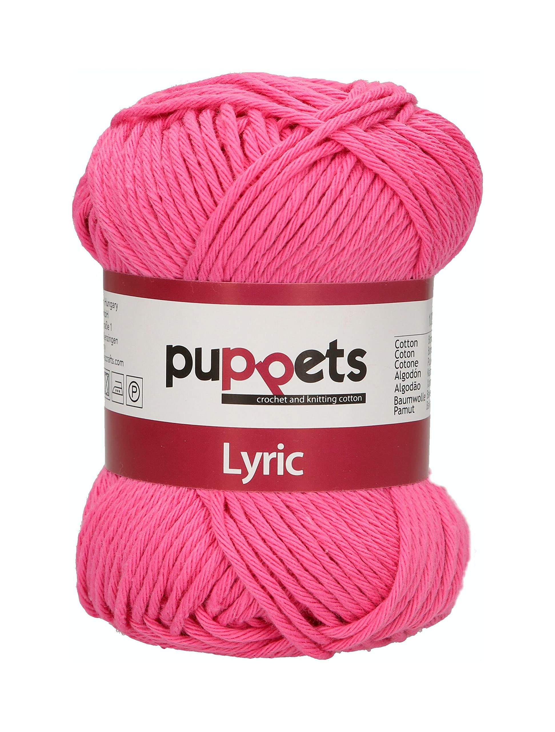 Puppets Lyric Strength 8 4572008-05025 Pink Crochet Yarn, 100% Cotton