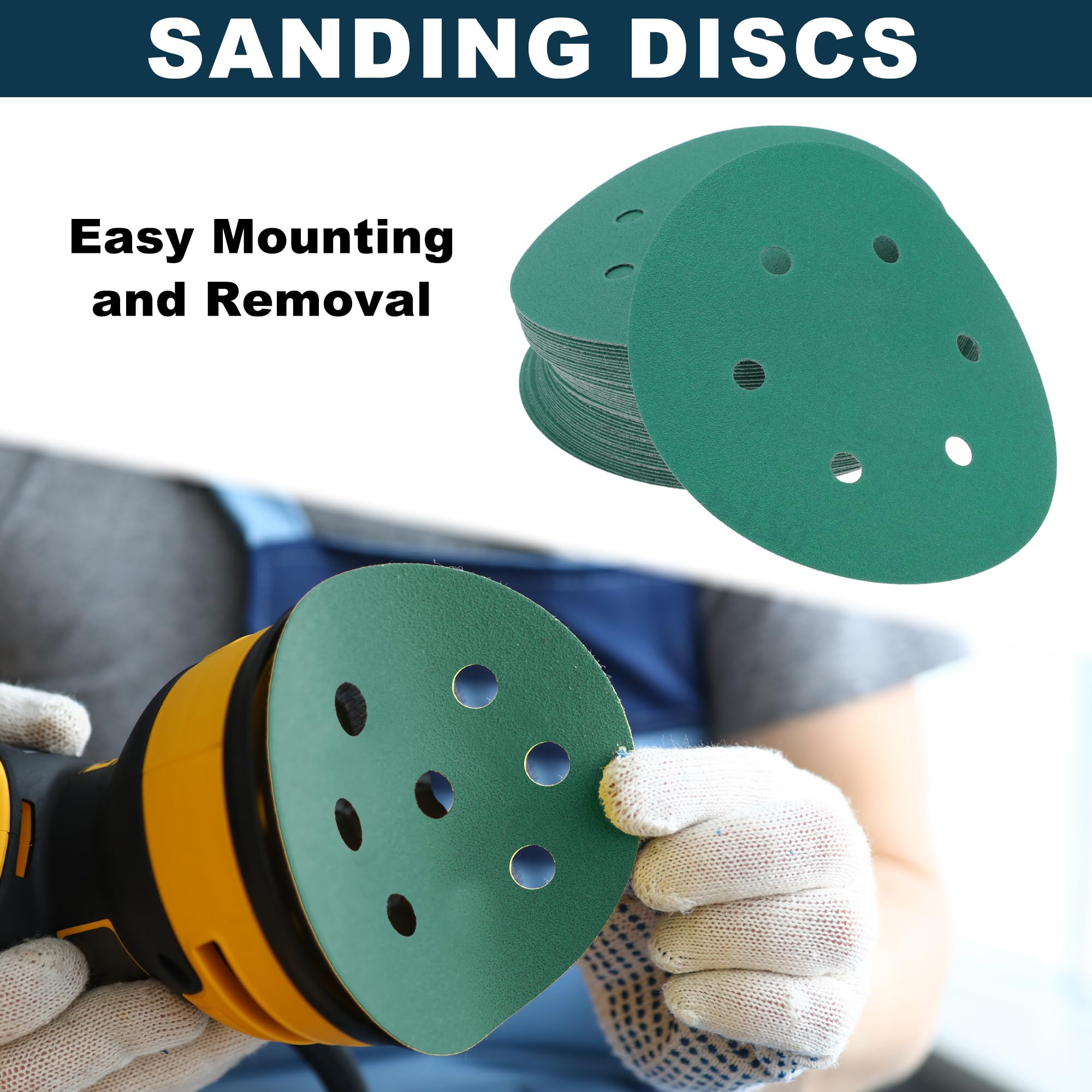 TUCKBOLD Car Sanding Discs 6inch 6 Hole 120 Grit Abrasion Resistance, Green - Image 2