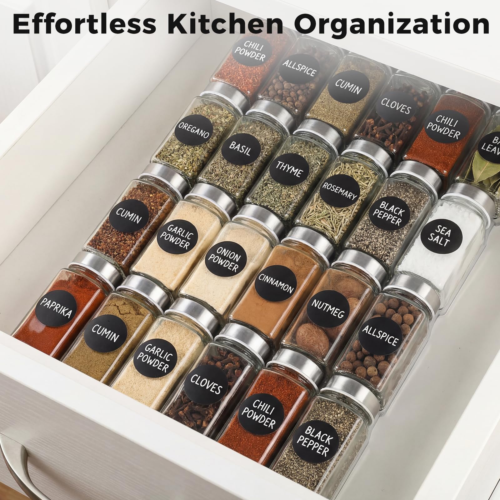 24 Pièces Pot Epices Verre Carré 120ml Bocaux à Épices avec Couvercle en Acier Inoxydable, Rangement pour Epices de Cuisine, Convient pour Le Camping (Blanc argenté)