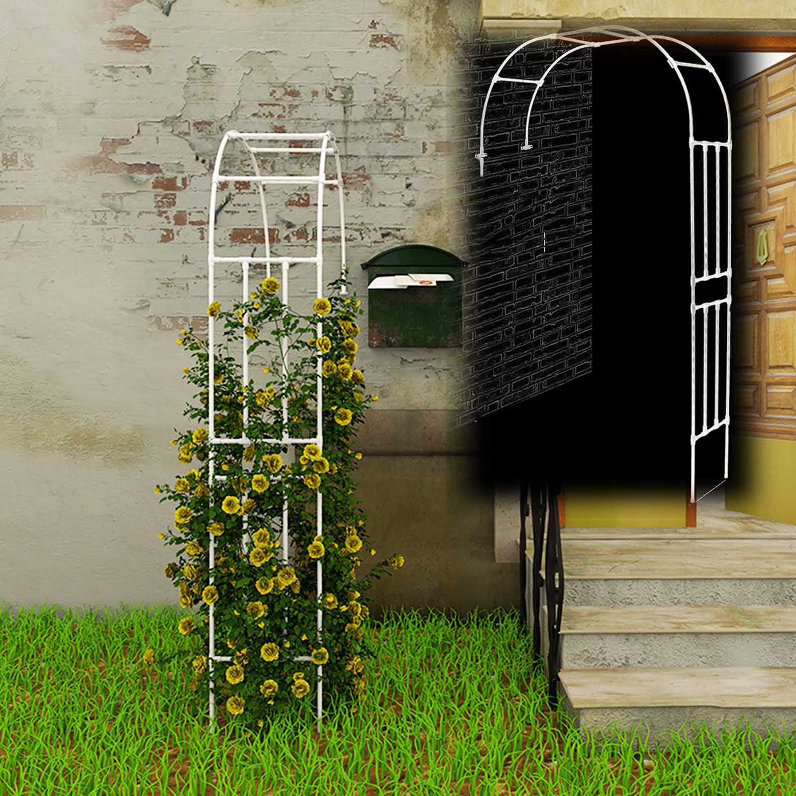 Outech 1.2m 1.8m 2.8m Black/White Garden Arch Arbor, Half Rose Arches Trellis, Wedding Arch Garden Decoration, Used for Various Climbing Plants, Lawns, Terraces, Easy to Install