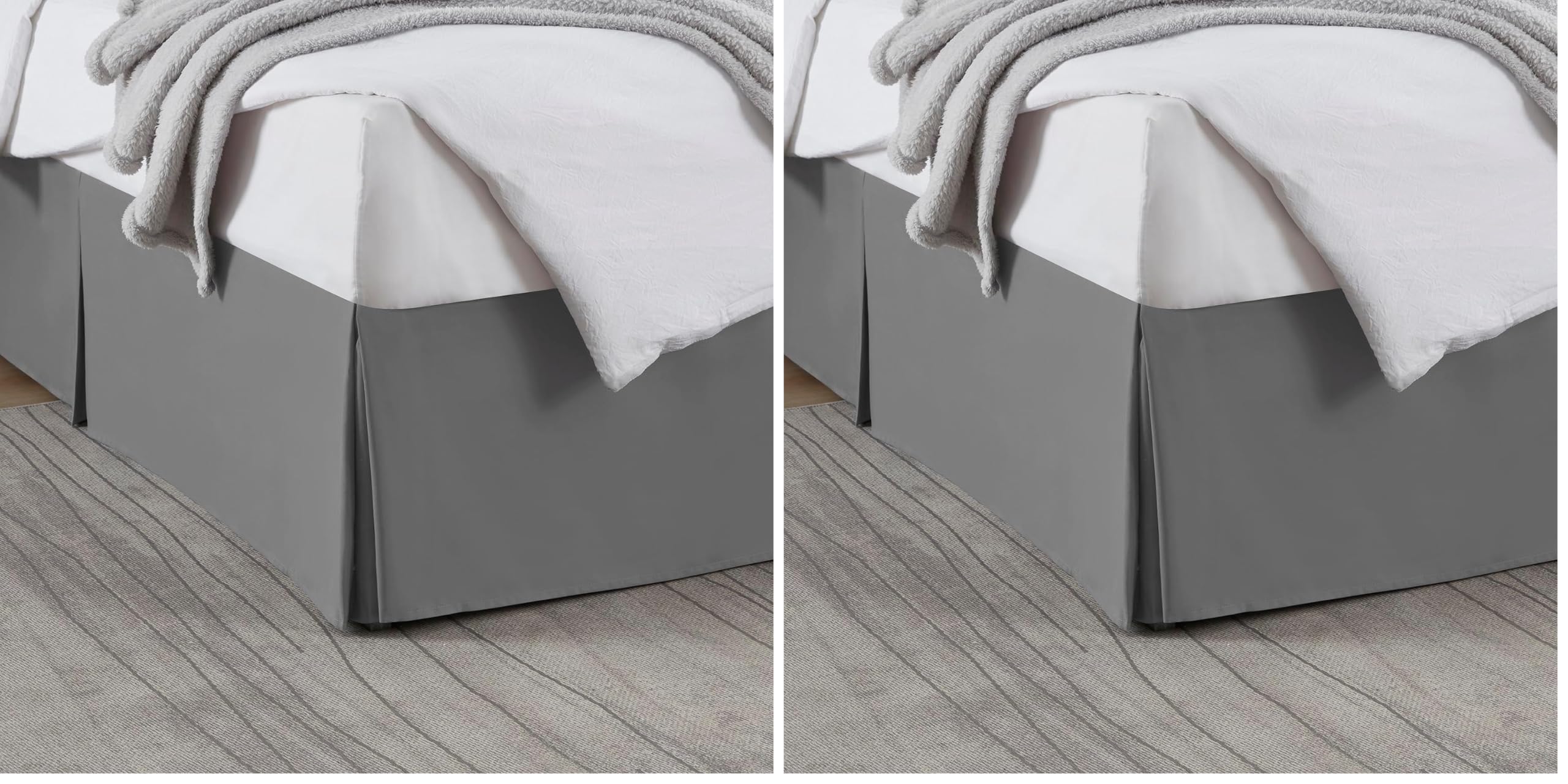 Nestl Grey Bed Skirt Queen Size - Queen Bed Skirt 14 Inch Drop - Brushed Microfiber Bed Skirts - Hotel Quality Pleated Bed Skirt - Shrinkage &amp; Fade Resistant (Pack of 2)