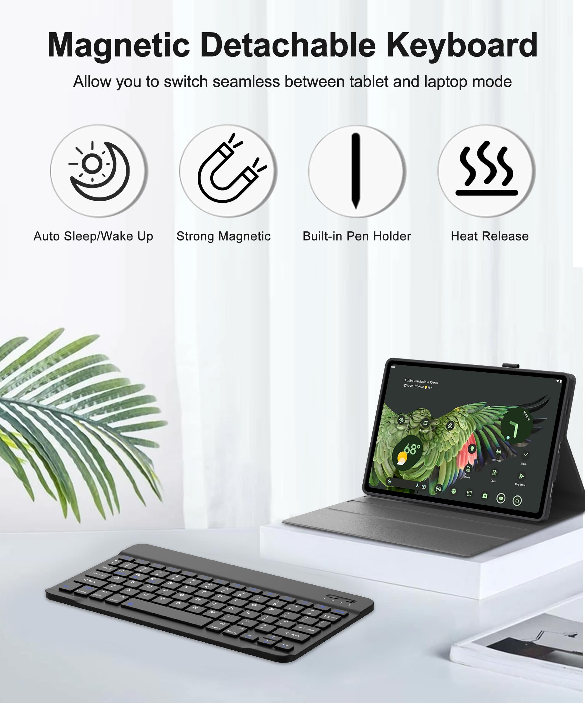 Custodia Con Tastiera Magnetica Per Google Pixel Tablet 11″ – Retroilluminata, Touchpad E Portapenne