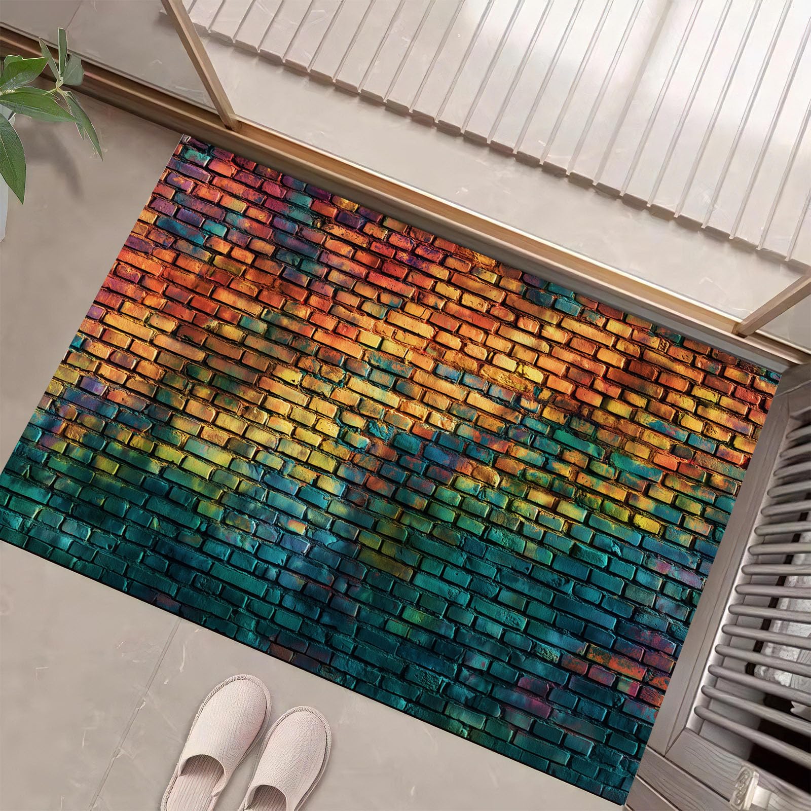 Tapis intérieur pour entrées et portes d'entrée antidérapant style graffiti