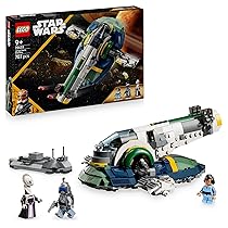LEGO Star Wars 75433 Astronave di Jango Fett – Giocattolo da Esposizione con Ali che Ruotano e 3 Minifigure, tra cui Boba Fett – Regalo per Bambini da 9 Anni in su Fan dell’Attacco dei Cloni