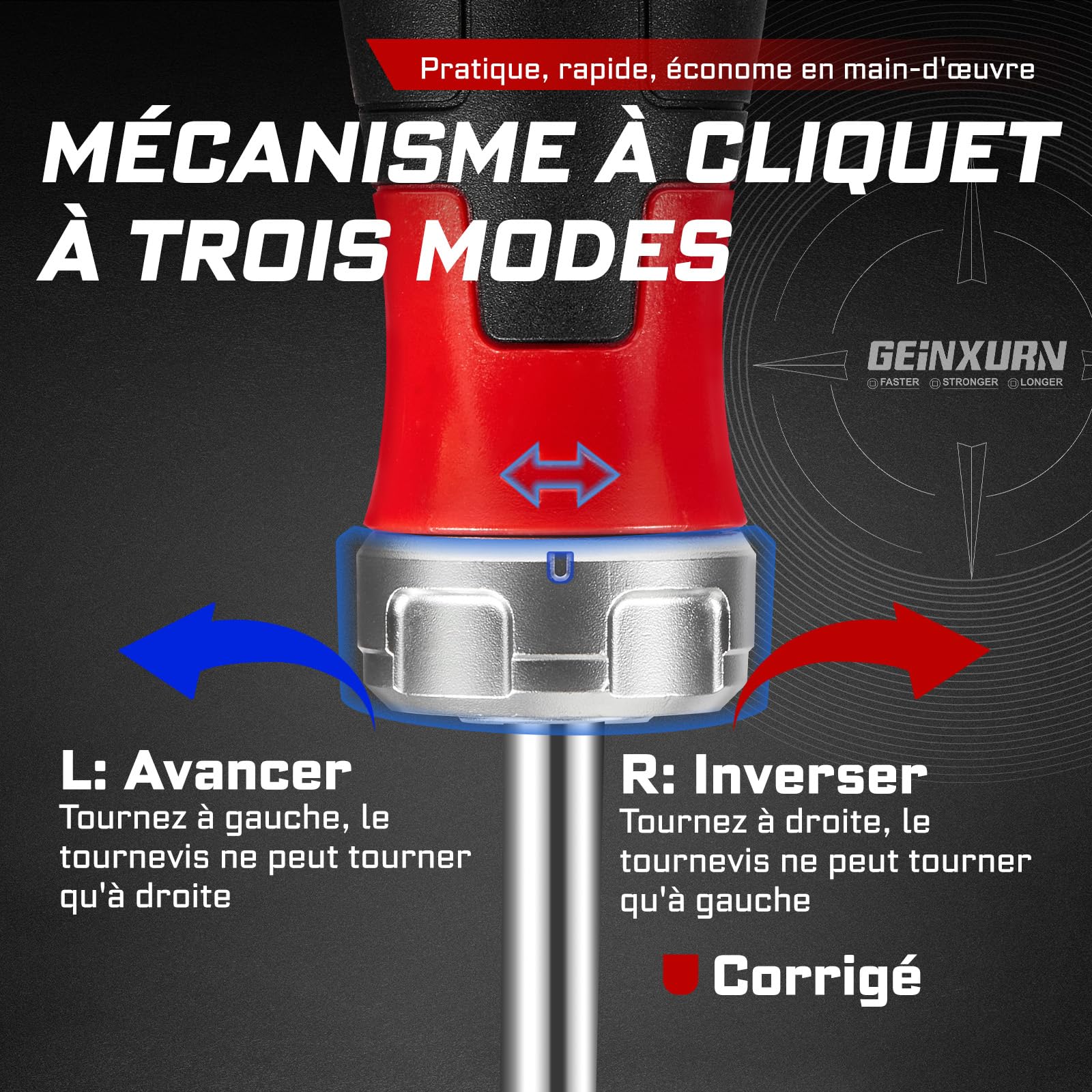 Geinxurn 19 Pièces Ensemble de Tournevis à Cliquet, Mini Clé à Cliquet, Poignée de Tournevis à Cliquet et Clé à Douille avec 12 Embout de Vissage à Choc, Ensemble d'outils à Main Portables