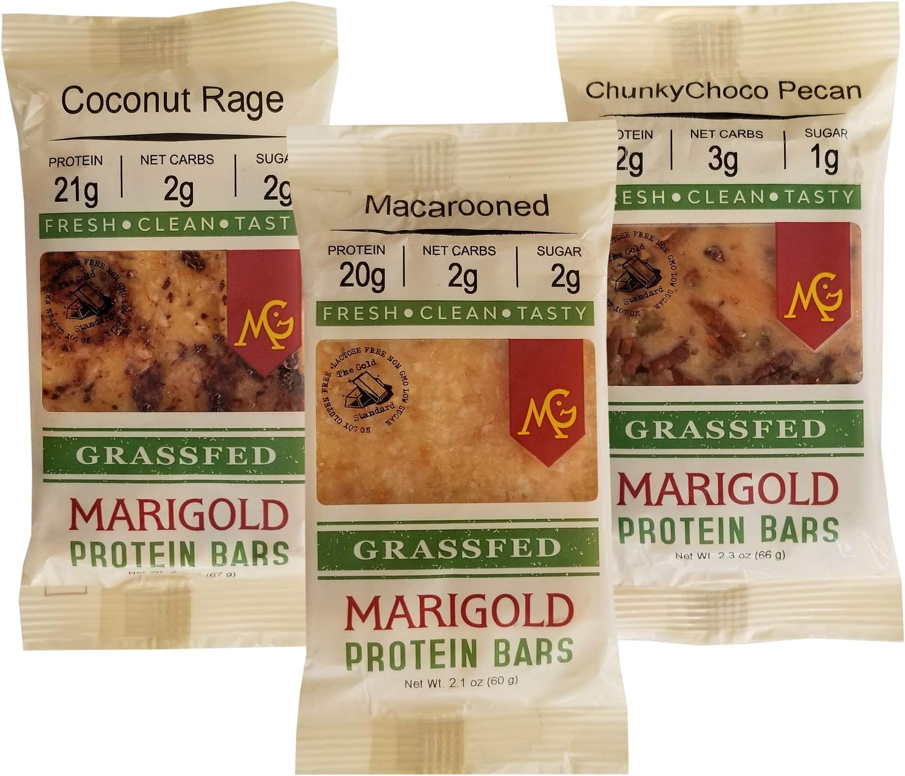 #1 PALEO Friendly - PRIMAL Protein Bars by MariGold–Sampler Pack (Mix #3: Coconut Rage, Macarooned, ChunkyChoco Pecan (4 each))