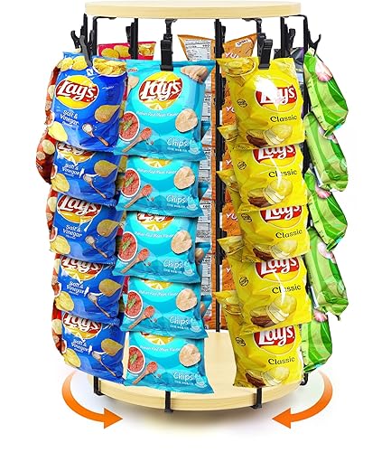 Chip Rack Display Stand, 5 Tier 40 Clips Snack Organizer