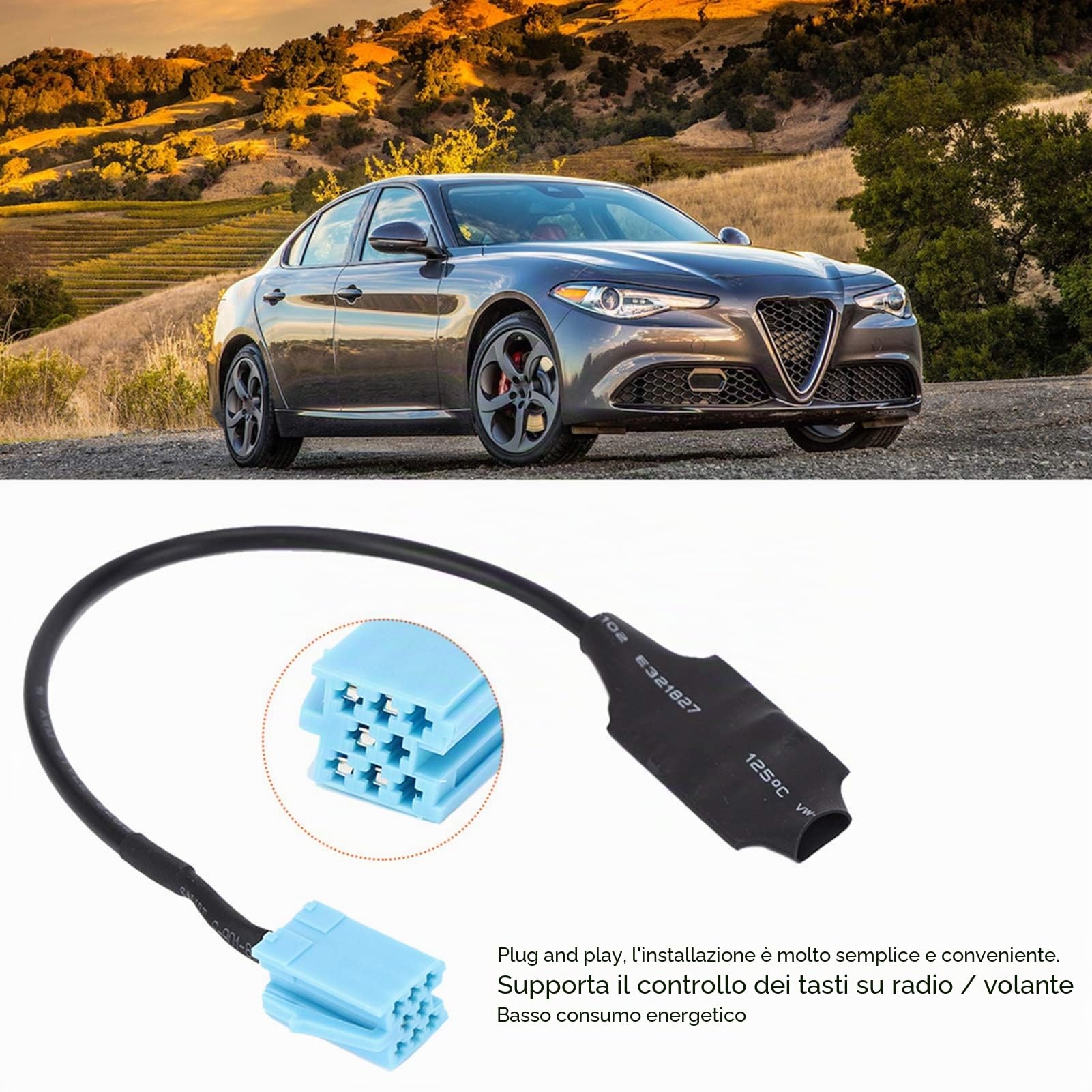 Qiilu Modulo Audio Bluetooth per Auto, Adattatore Audio per Auto Bluetooth Accessori Radio Stereo Adatti per Giulietta/Brera
