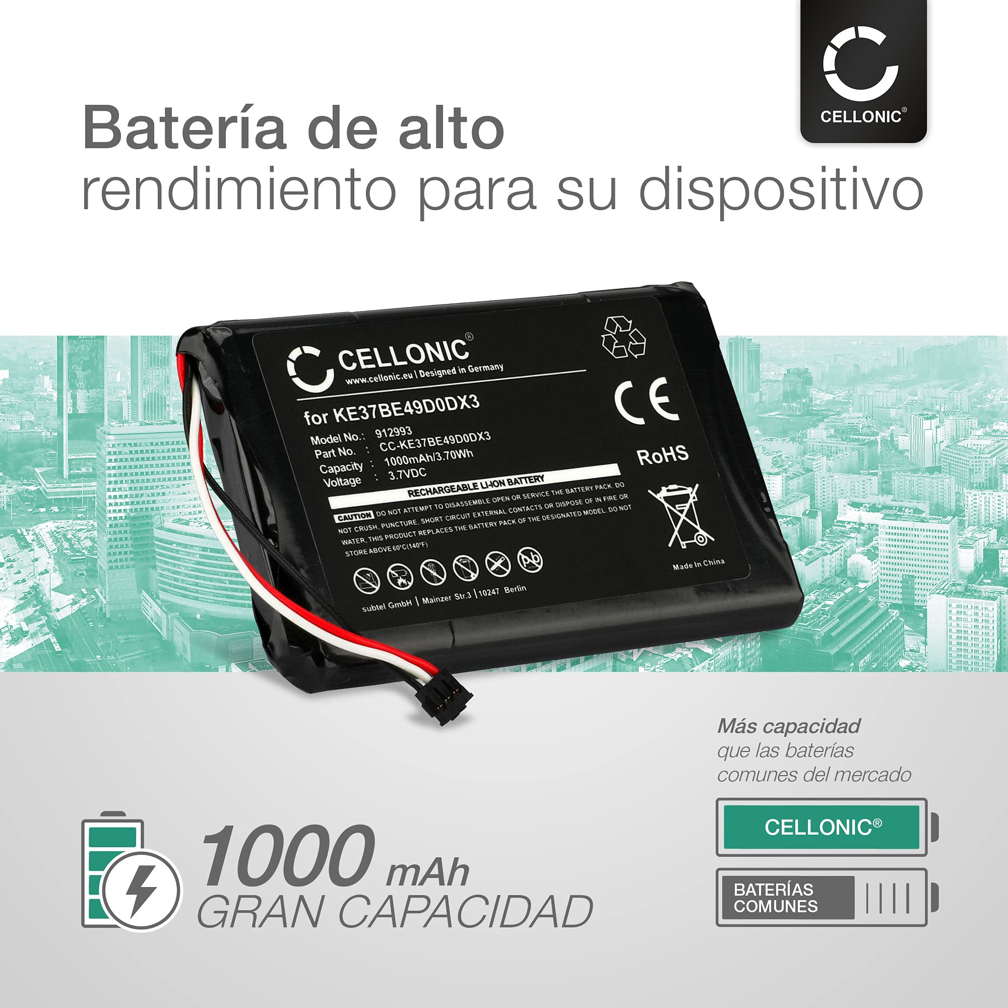 CELLONIC, Battery Navi Compatible With Garmin Camper 760LMT-D, Dezl 760, Camper 760 Tool Set 17-Piece Replacement Battery 361-00066-00 361-00066-10 - View #5