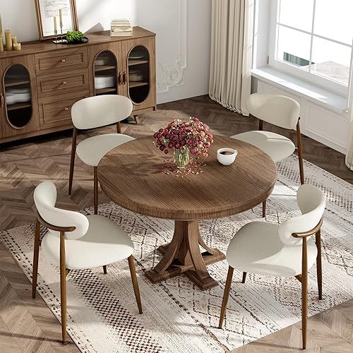 Miniatura 3 de Juego de 4 sillas de comedor, sillas de cocina con respaldo curvado con patas de metal y almohadillas antideslizantes, silla de comedor tapizada