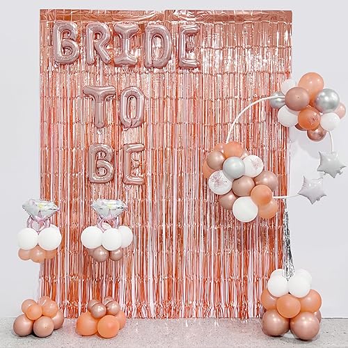 Miniatura 2 de Rose Gold Bachelorette Decorations, Melsan 3.2 x 8 ft Foil Fringe Curtains Batcholette Party Supplies Foil Curtain Backdrop for Women Bridal Shower
