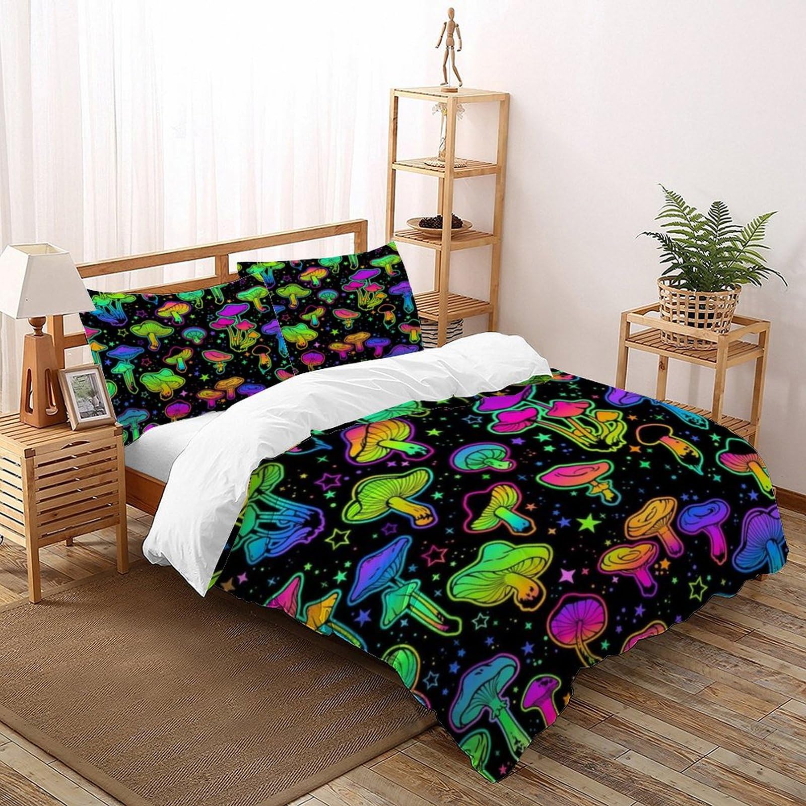 Housse de couette plantes et fleurs 260x220 imprimé microfibre super king