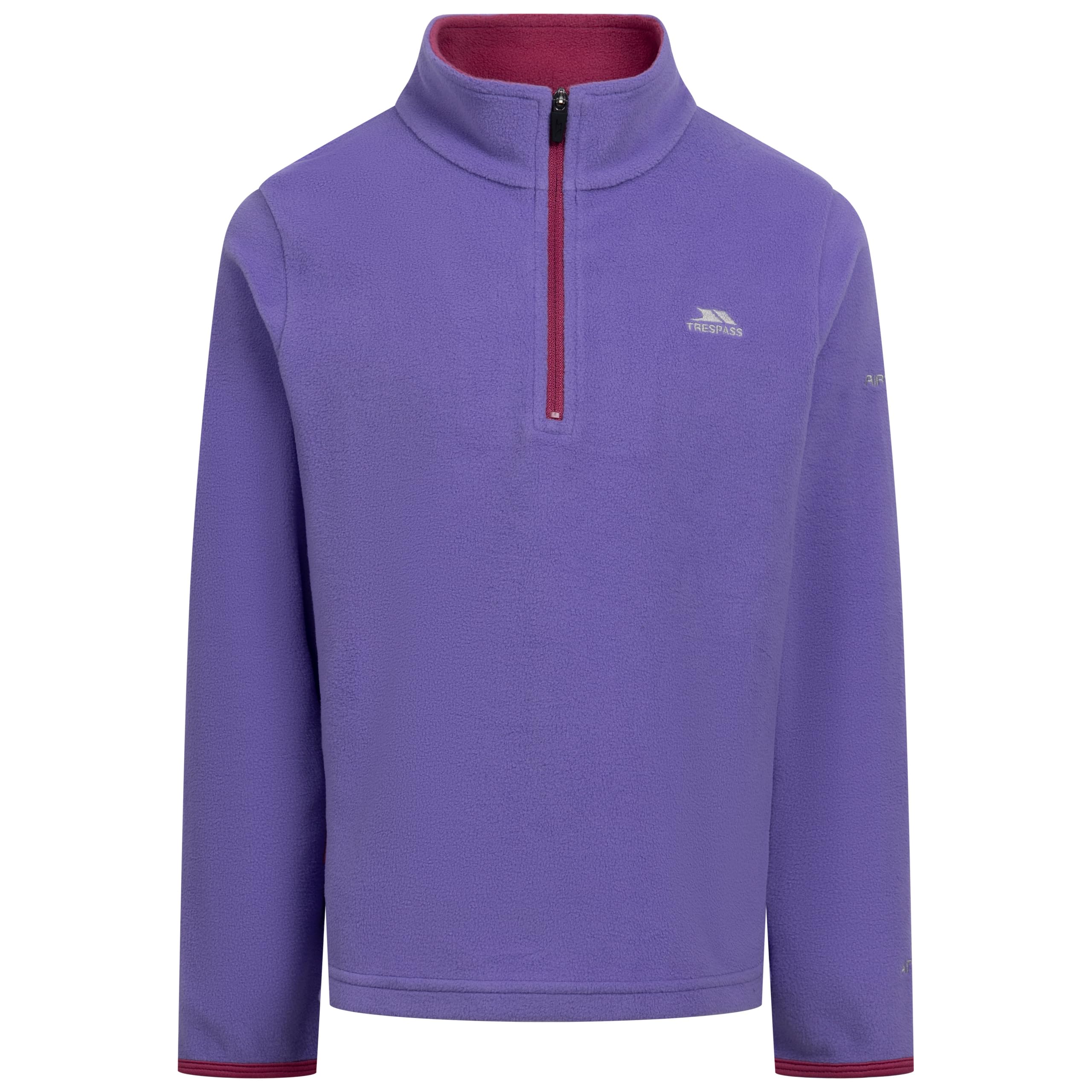 Trespass Girls Wisteria 1/2 Zip Fleece Jumper Sybil - Kids Activewear Microfleece, Zipper Pullover Sweatshirt, Contrast Binding On Cuffs, Contrast Facing On Inner Collar